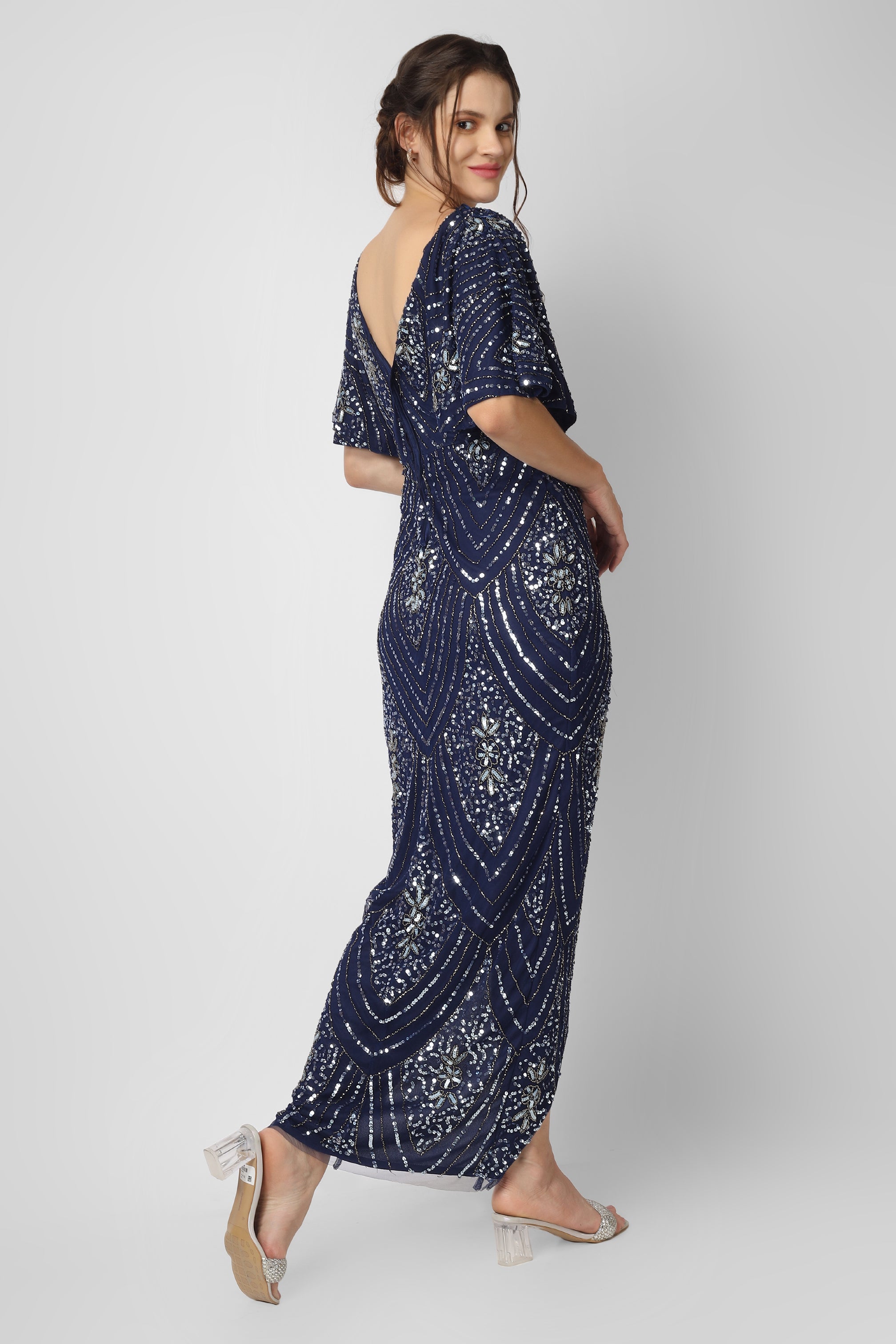 Antonella Maxi Dress in Navy Blue - Elegant Long Flowy Summer Dress for Women | Perfect for Beach Vacations, Weddings & Casual Outings