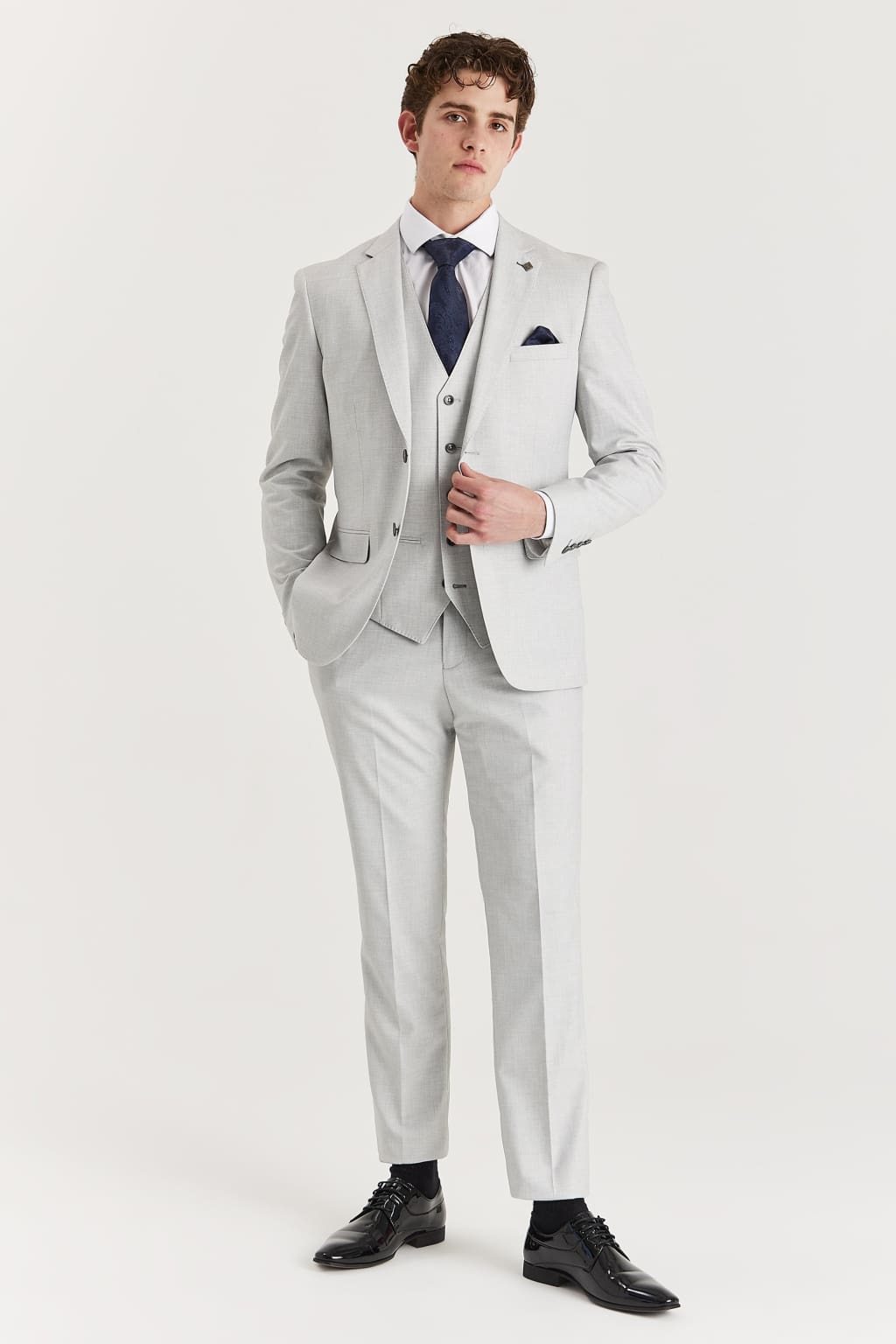 Belmont Silver Men's Three Piece Suit - Premium Formal Wear for Weddings, Business Meetings & Special Occasions
