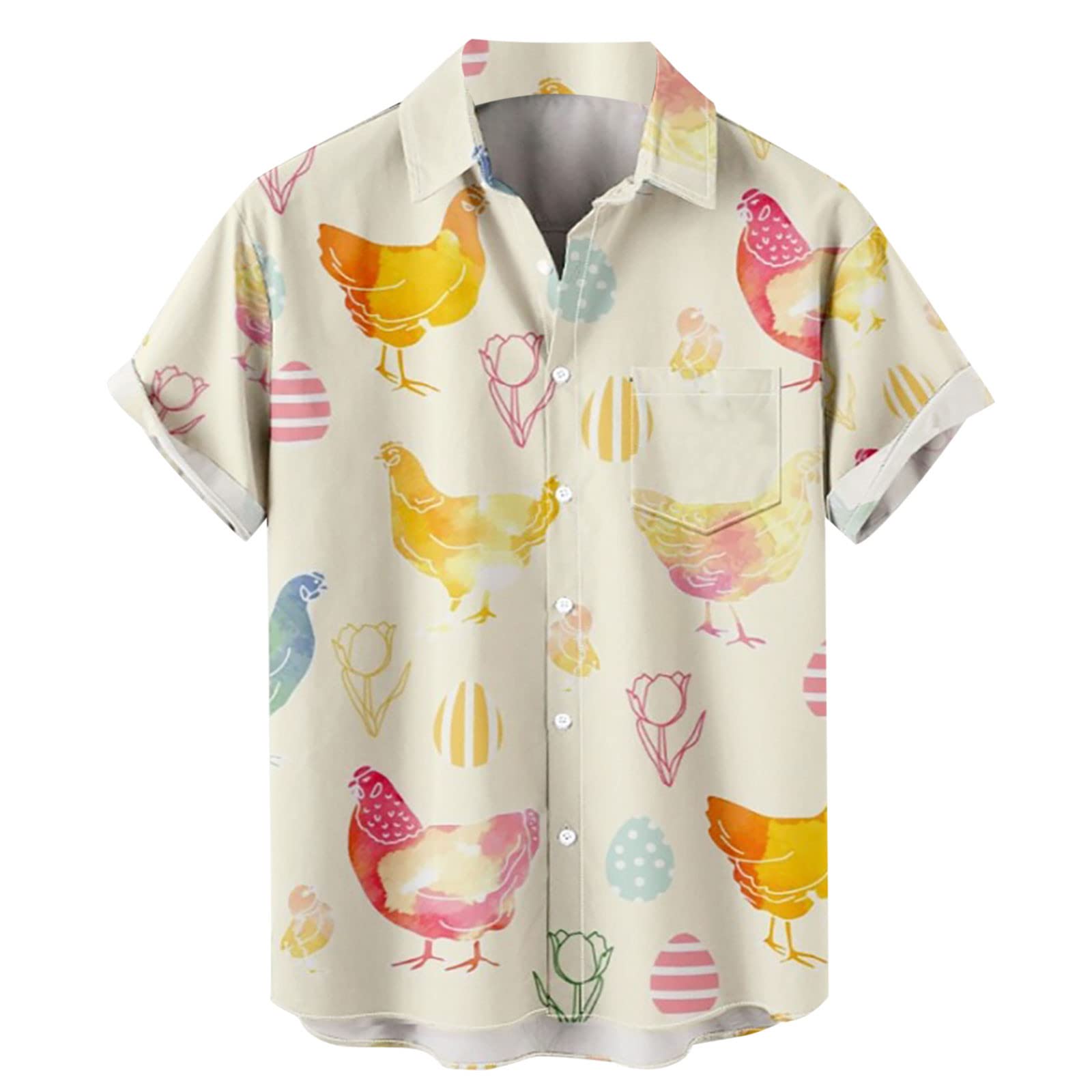 Men's Hawaiian Shirt - Cute Animal Print Holiday Tee, Short Sleeve Casual Summer Top for Beach, Vacation & Party Wear | Regular Fit Comfortable Shirts