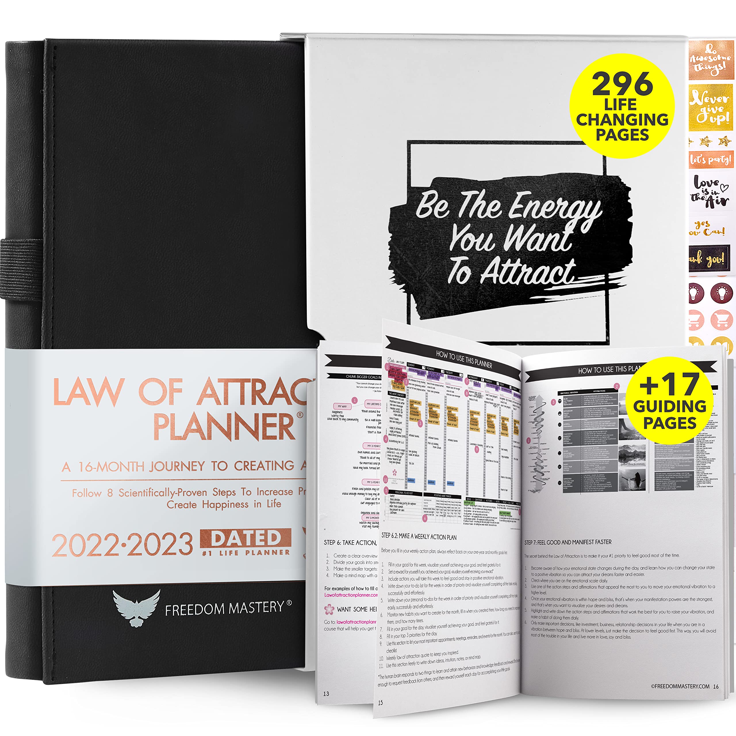 Law of Attraction Planner 2022-2023 - 16-Month Weekly & Monthly Productivity Planner with Hourly Scheduling, ADHD Planner, Includes Stickers (A5 Size) - Perfect for Goal Setting, Time Management & Manifestation