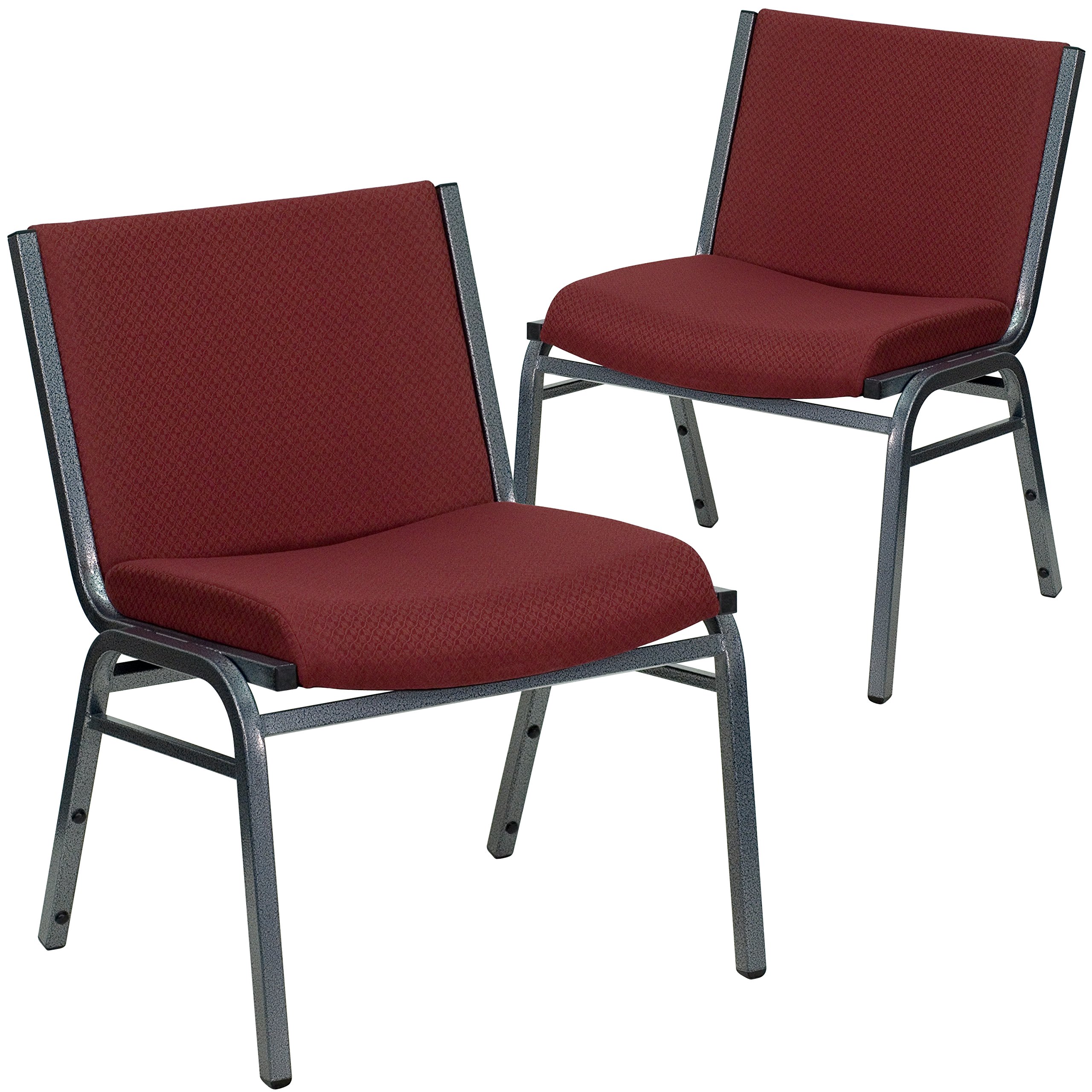 2 Pack Heavy Duty Big & Tall Stacking Chairs - 1000 lb Weight Capacity, Burgundy Fabric - Perfect for Reception, Conference, and Event Seating