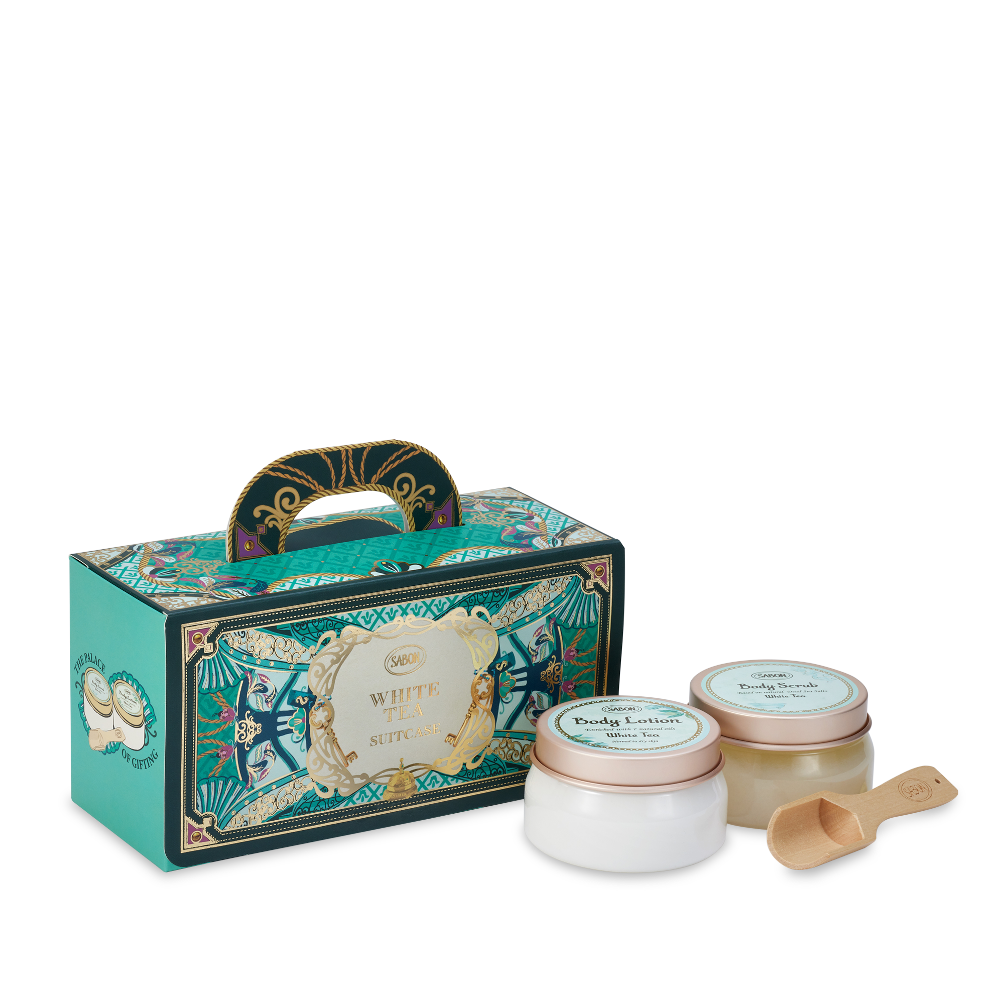 Premium White Tea Lily Palace Suitcase Kit - Elegant Travel Luggage Set for Women, Business Trips & Vacation Getaways