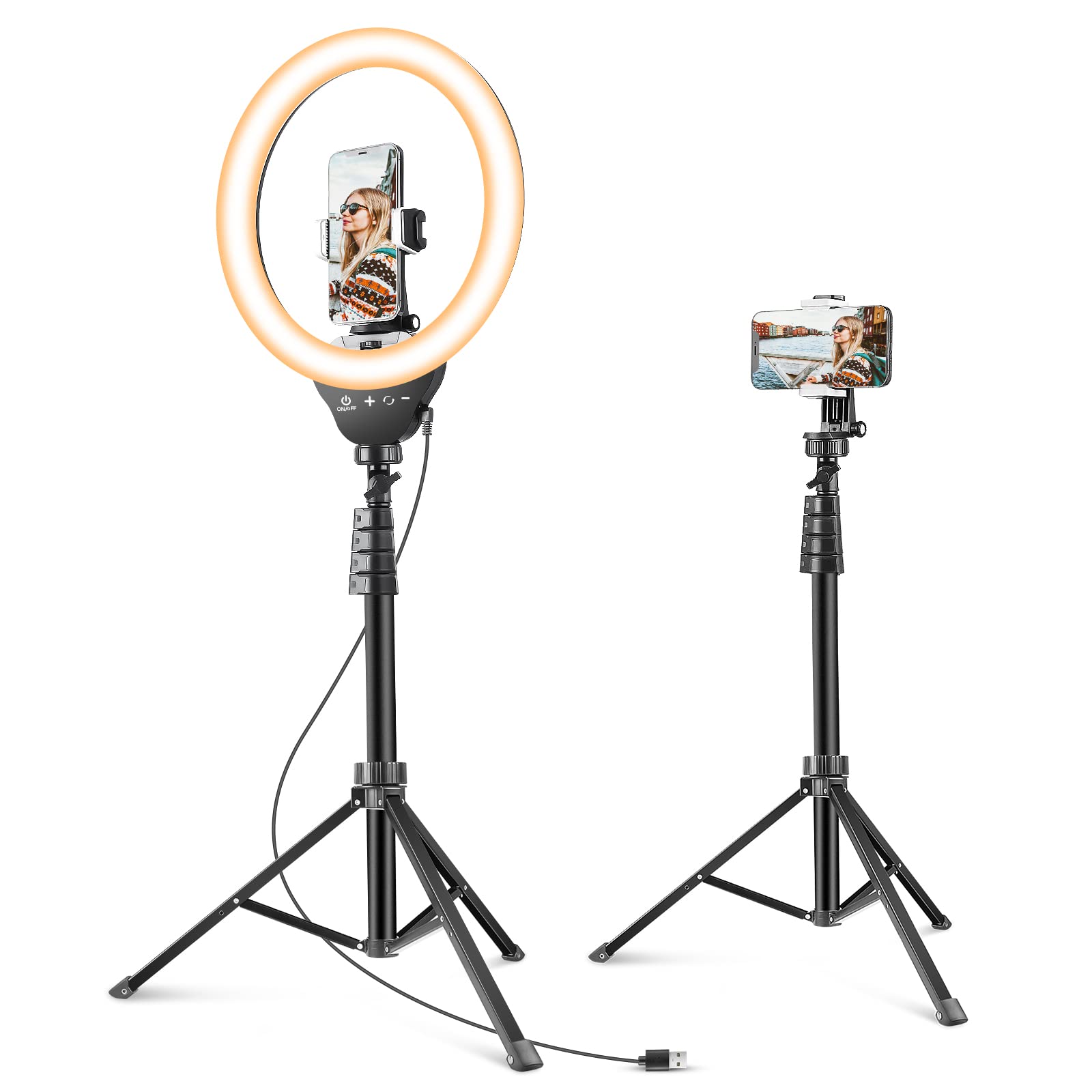 Aureday 12'' Selfie Ring Light with Adjustable Tripod Stand & Phone Holder - Dimmable LED Lighting for Video Recording, Live Streaming, YouTube, TikTok - Compatible with iPhone, Android, Cameras & Webcams - Perfect for Makeup, Vlogging & Home Office Setup