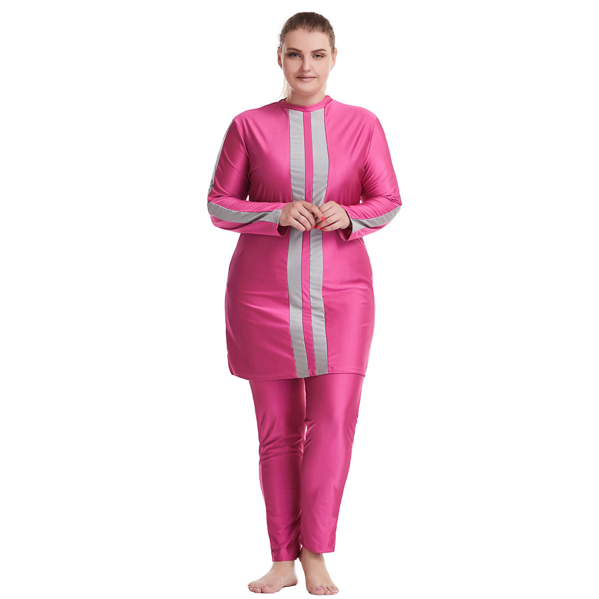 Plus Size Patchwork Swimwear Burkini - Modest Full Coverage Swimsuits for Women - Perfect for Beach, Pool, and Water Activities
