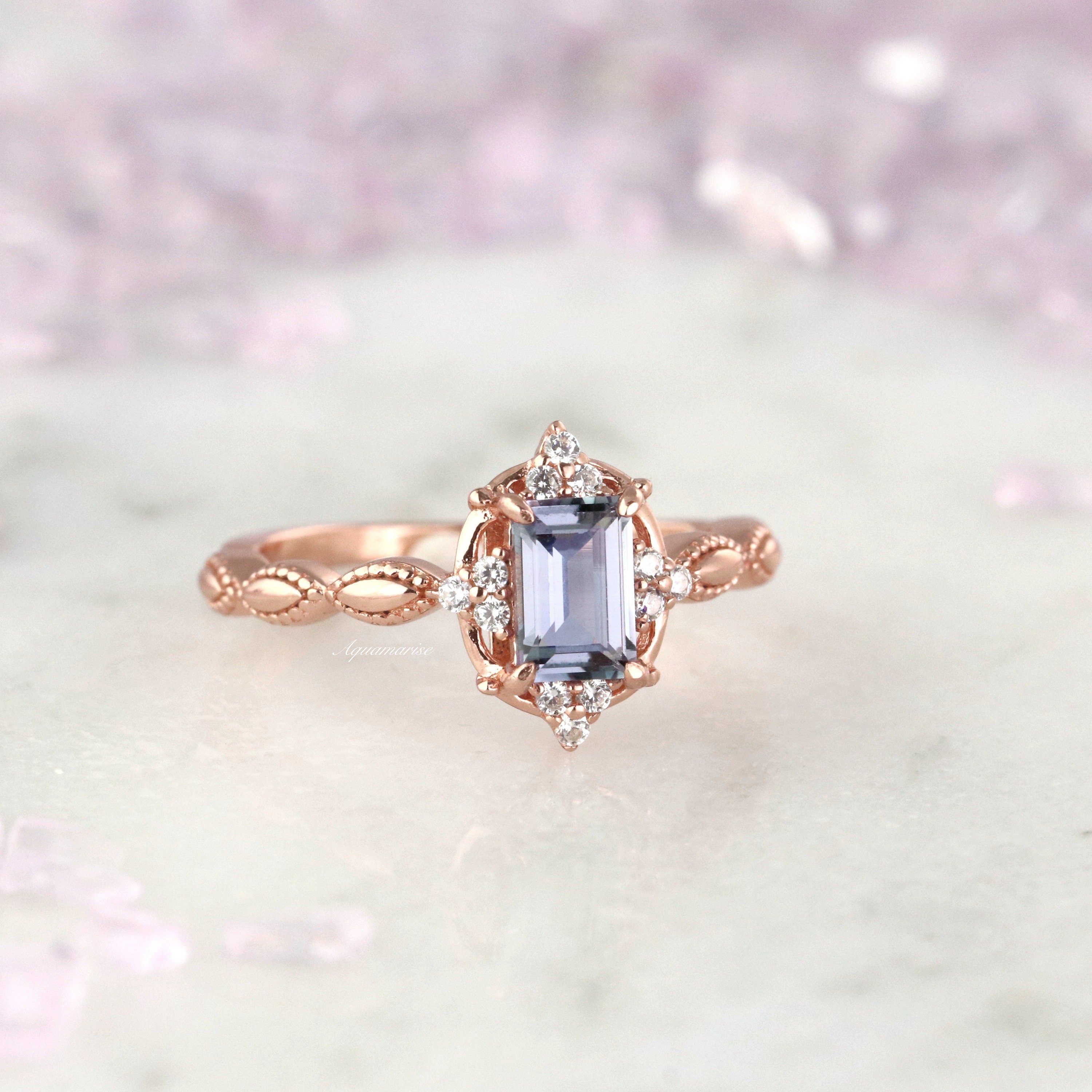 Claire Alexandrite Ring - 14K Rose Gold Vermeil Jewelry for Women | Elegant Gift for Anniversary, Birthday & Special Occasions