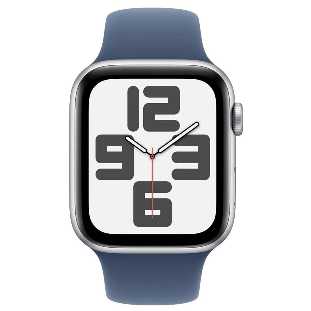 Apple Watch SE 2 GPS 44mm Silver Aluminum Case with Denim Sport Band - Smartwatch for Fitness Tracking, Heart Rate Monitoring & Notifications - Perfect for Running, Swimming & Daily Wear