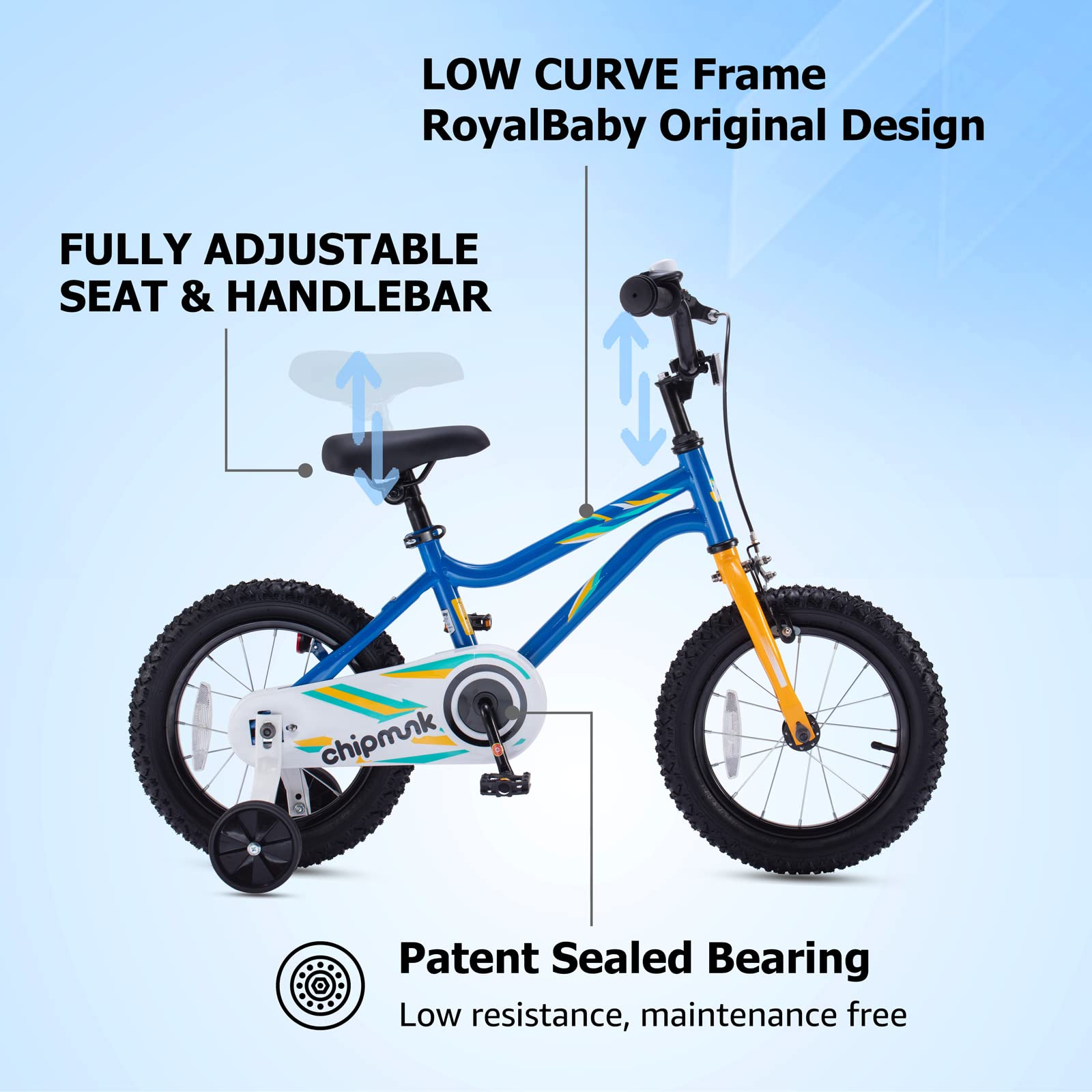 RoyalBaby Kids Bicycle for Boys & Girls Ages 3-9 Years - 12/14/16/18 Inch Lightweight Summer Bike with Training Wheels - Perfect for Outdoor Play, Park Rides & Neighborhood Cycling
