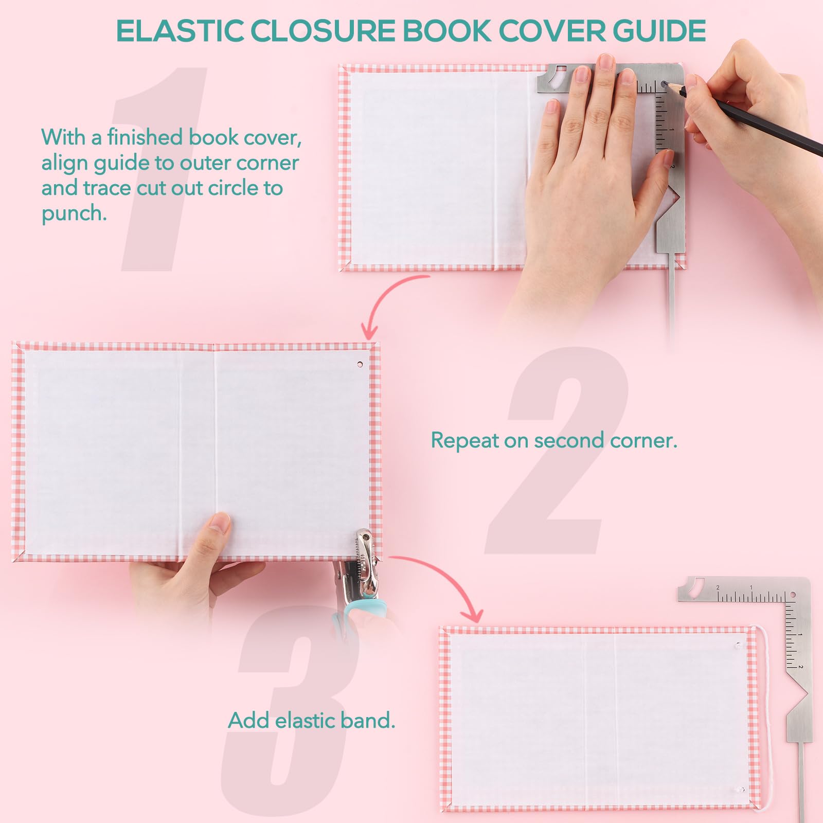CYFUN DESIGN 5-in-1 Book Cover Maker Kit - Premium Chipboard Covers, Bookbinding Ruler & Stainless Steel Tools for DIY Hardcover Books, Journals, Photo Albums & Scrapbooking Projects