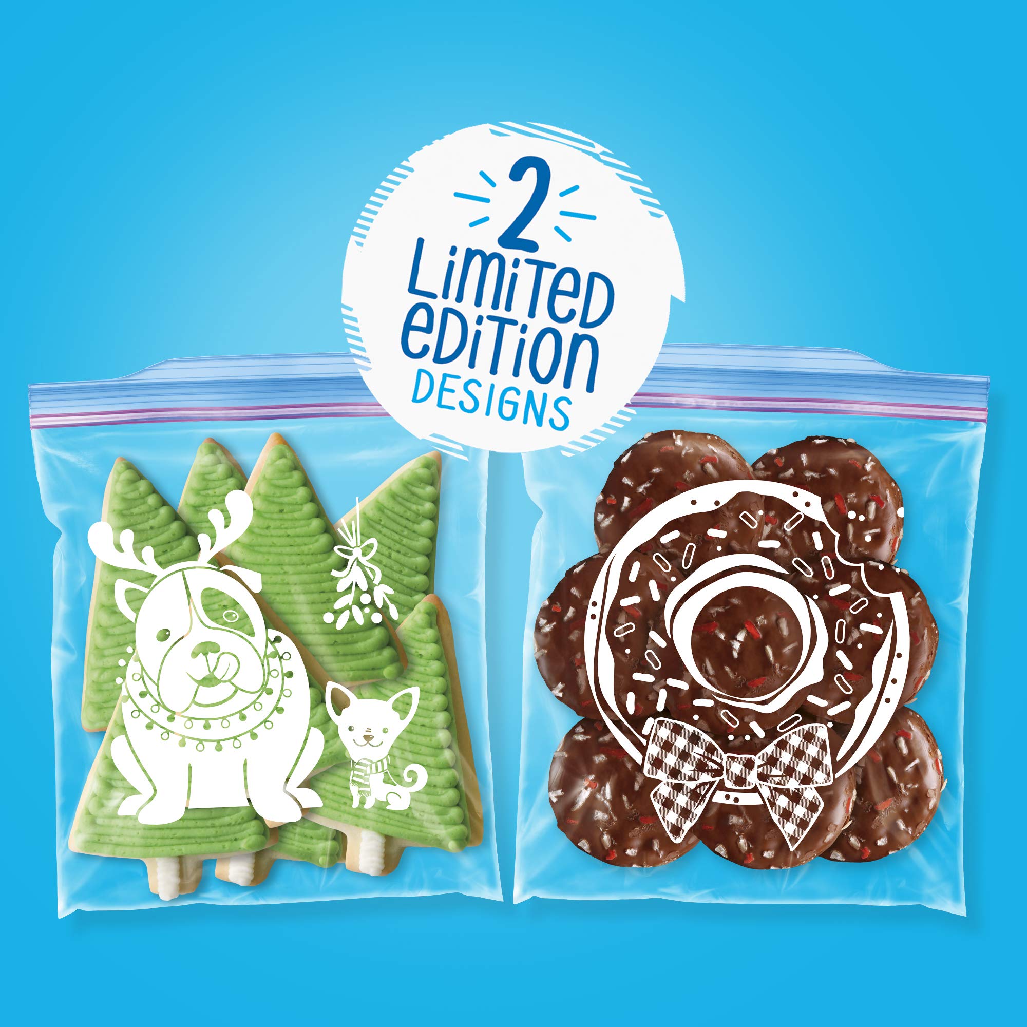 Ziploc Gallon Food Storage Freezer Bags with Grip 'n Seal Technology - 38 Count Holiday Design Bags for Easy Opening & Closing | Perfect for Meal Prep, Freezing Leftovers & Holiday Food Storage