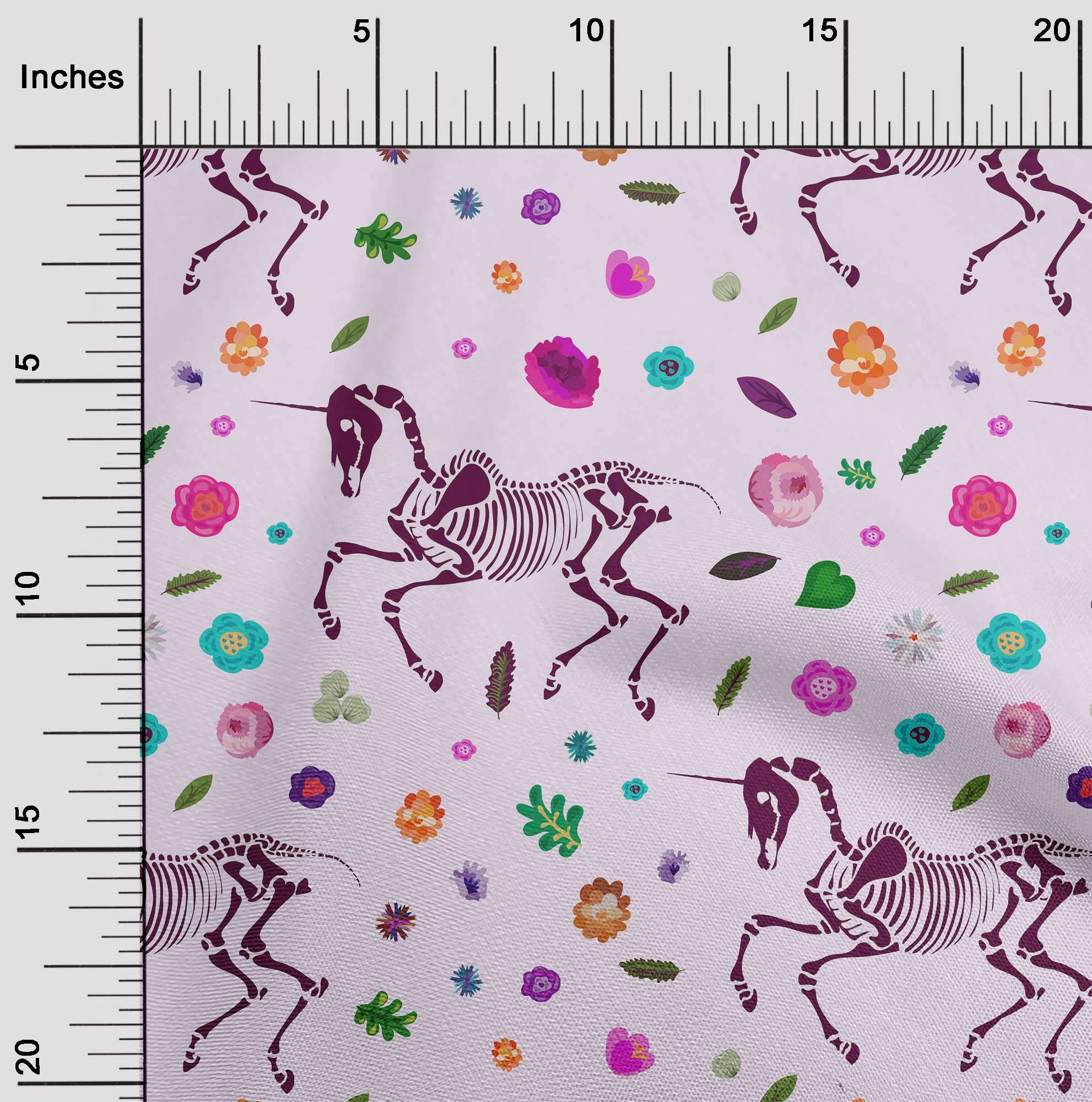 oneOone Cotton Flex Pink Skull Print Fabric by The Yard - 40 Inch Wide Soft Stretchy Material for DIY Dresses, Skirts & Costumes | Perfect for Halloween, Cosplay & Fashion Sewing Projects