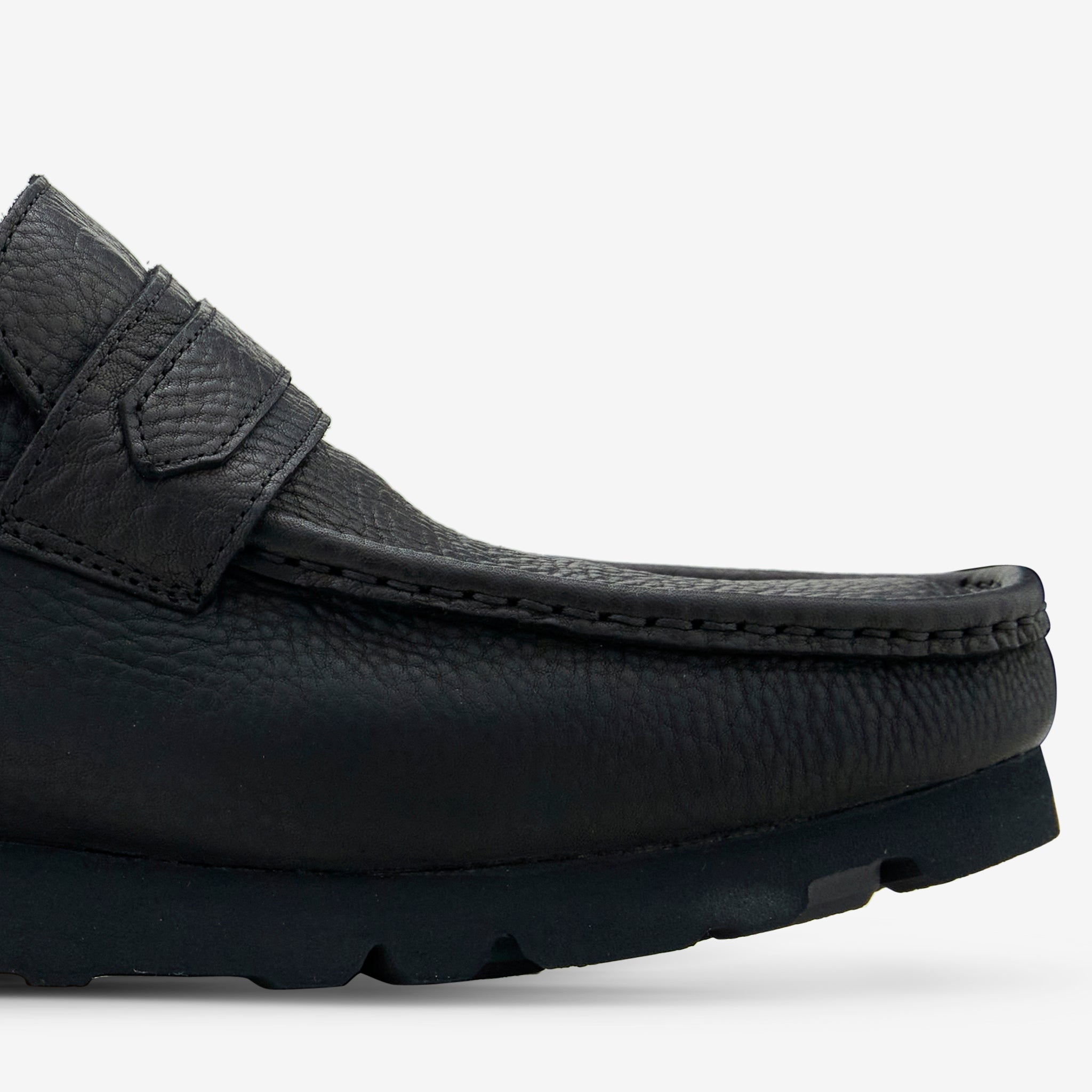 Wallabee Loafer GTX Black Leather Shoes for Men - Waterproof Comfortable Slip-On Loafers for Casual & Business Wear