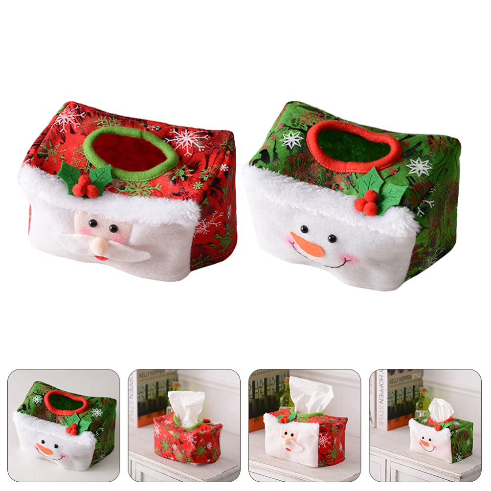 VALICLUD 2-Pack Christmas Tissue Box Cover Set - Decorative Upright Napkin Holder for Home, Holiday Table Decor (Red/Green, Non-Woven Fabric) - Perfect for Xmas Party, Dining Room & Festive Home Decor