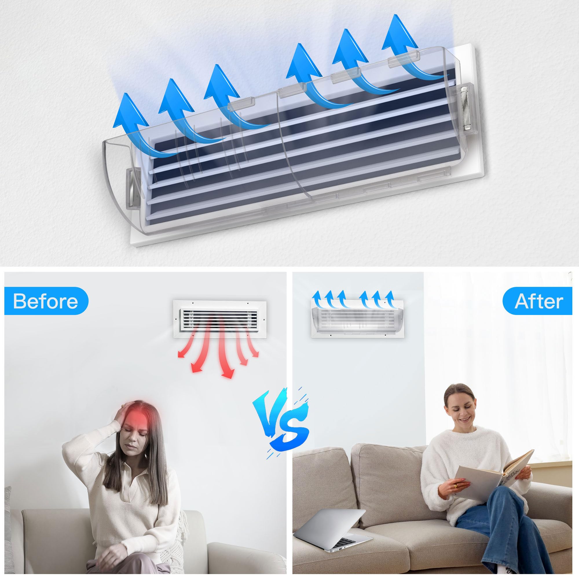 4 Pack Adjustable Magnetic Air Vent Deflector - 8