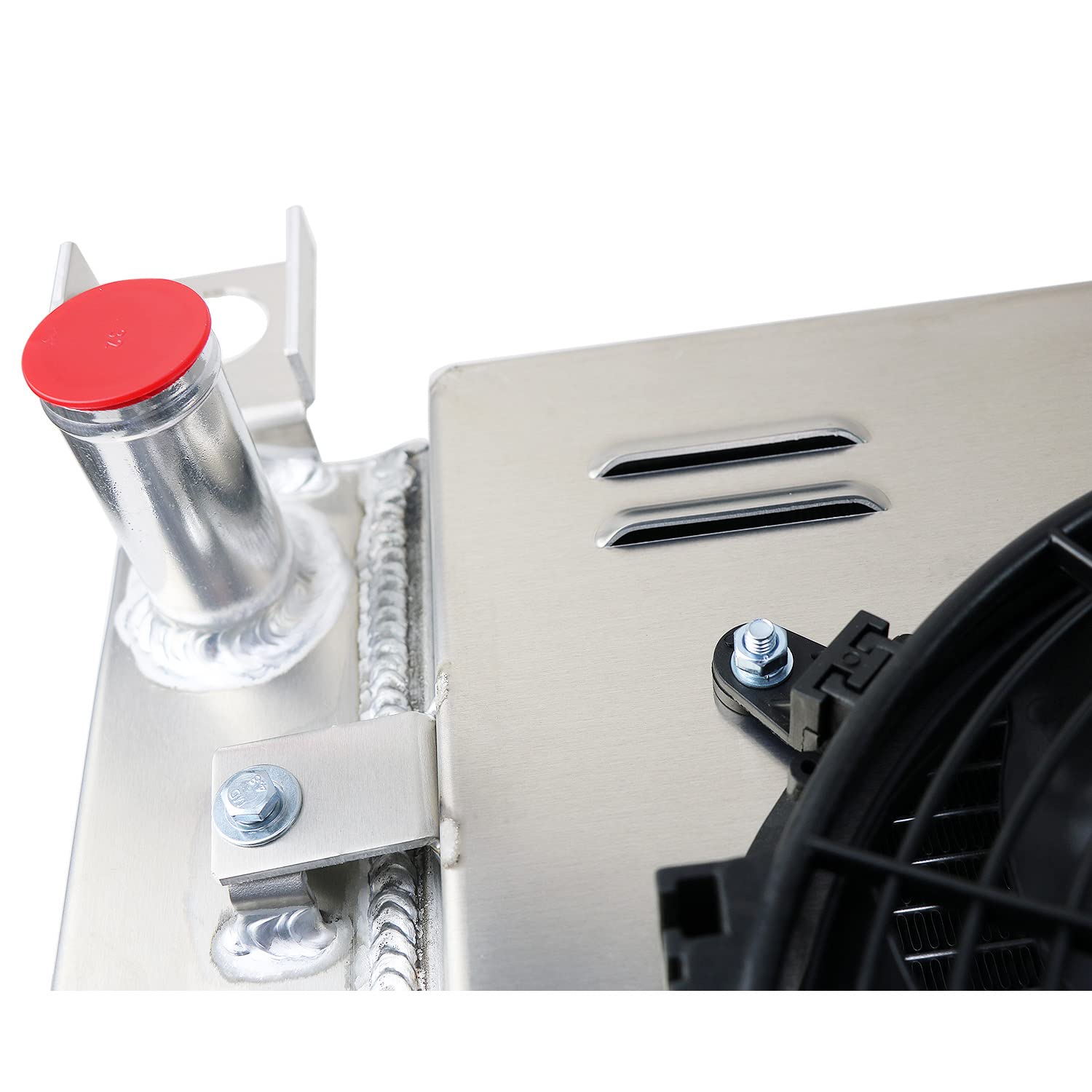 High-Performance 3 Row Aluminum Radiator for 1999-2013 Chevy GMC Silverado 1500 2500 Tahoe 4.8L/5.3L V8 - Crossflow Design with Electric Fan Shroud & Thermostat Kit - Perfect for Off-Roading, Towing & High-Temperature Conditions