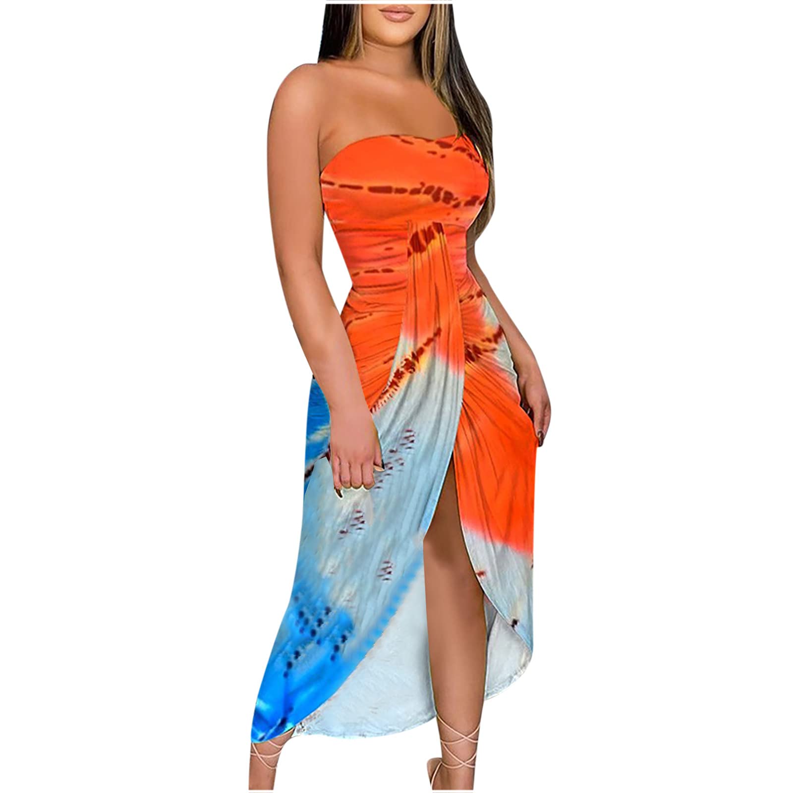 Sexy Off The Shoulder Dresses for Women - Sleeveless Flowy Midi Dress with Side Split for Cocktail Party, Club, Date Night & Summer Vacation