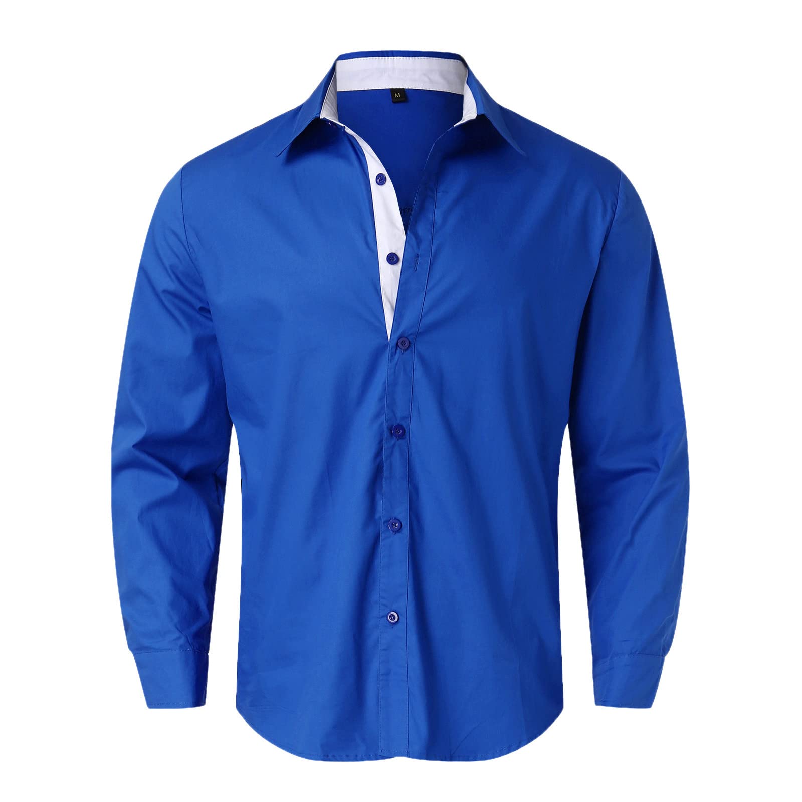 WUAI Men's Slim Fit Formal Business Dress Shirt - 100% Cotton Long Sleeve Button Down Shirt for Office, Interviews & Special Occasions
