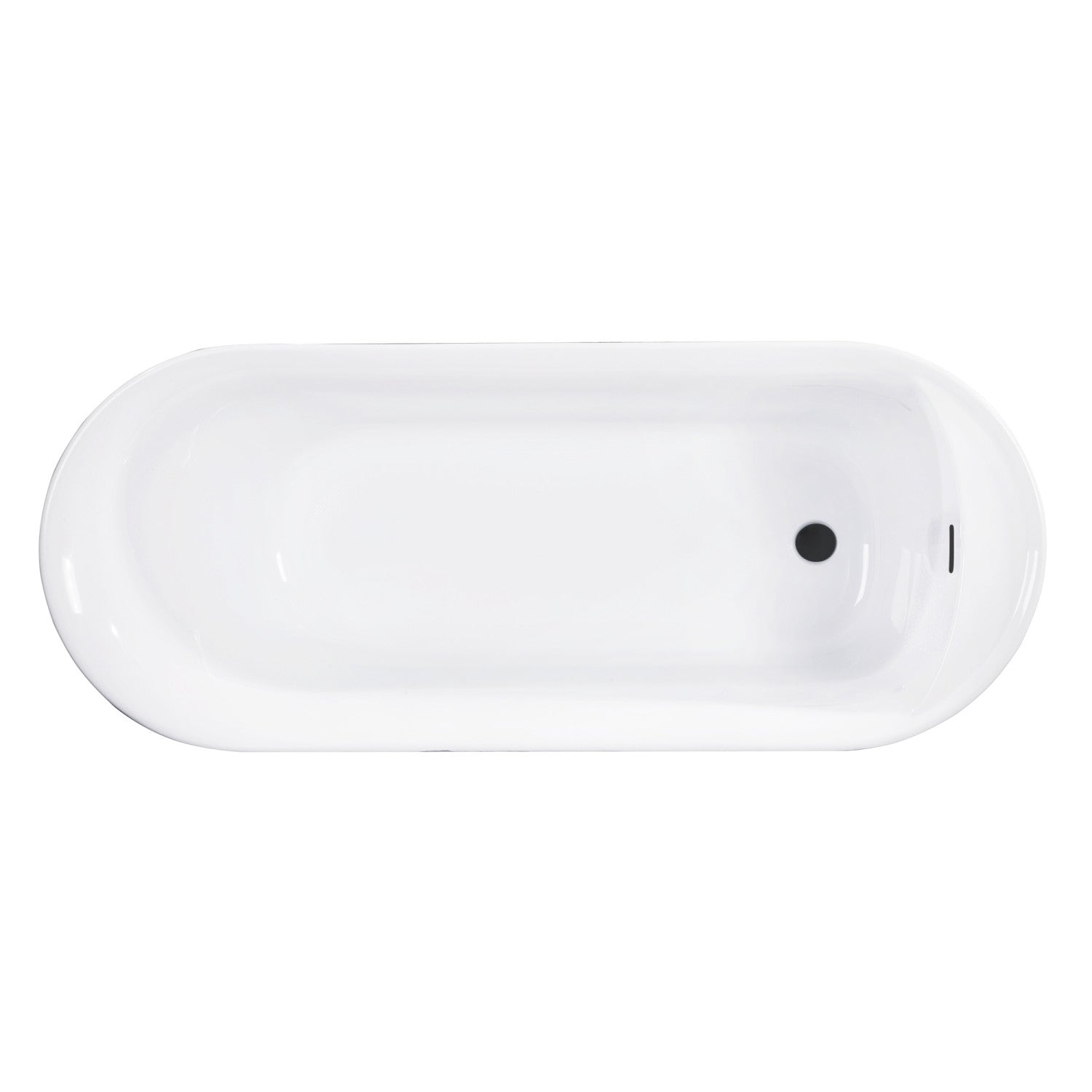 Aqua Eden 66 Inch Acrylic Oval Freestanding Bathtub - Double Ended Soaking Tub with Anti-Slip Surface & Drain - Glossy White/Matte Black - Perfect for Luxury Bathrooms & Spa Retreats