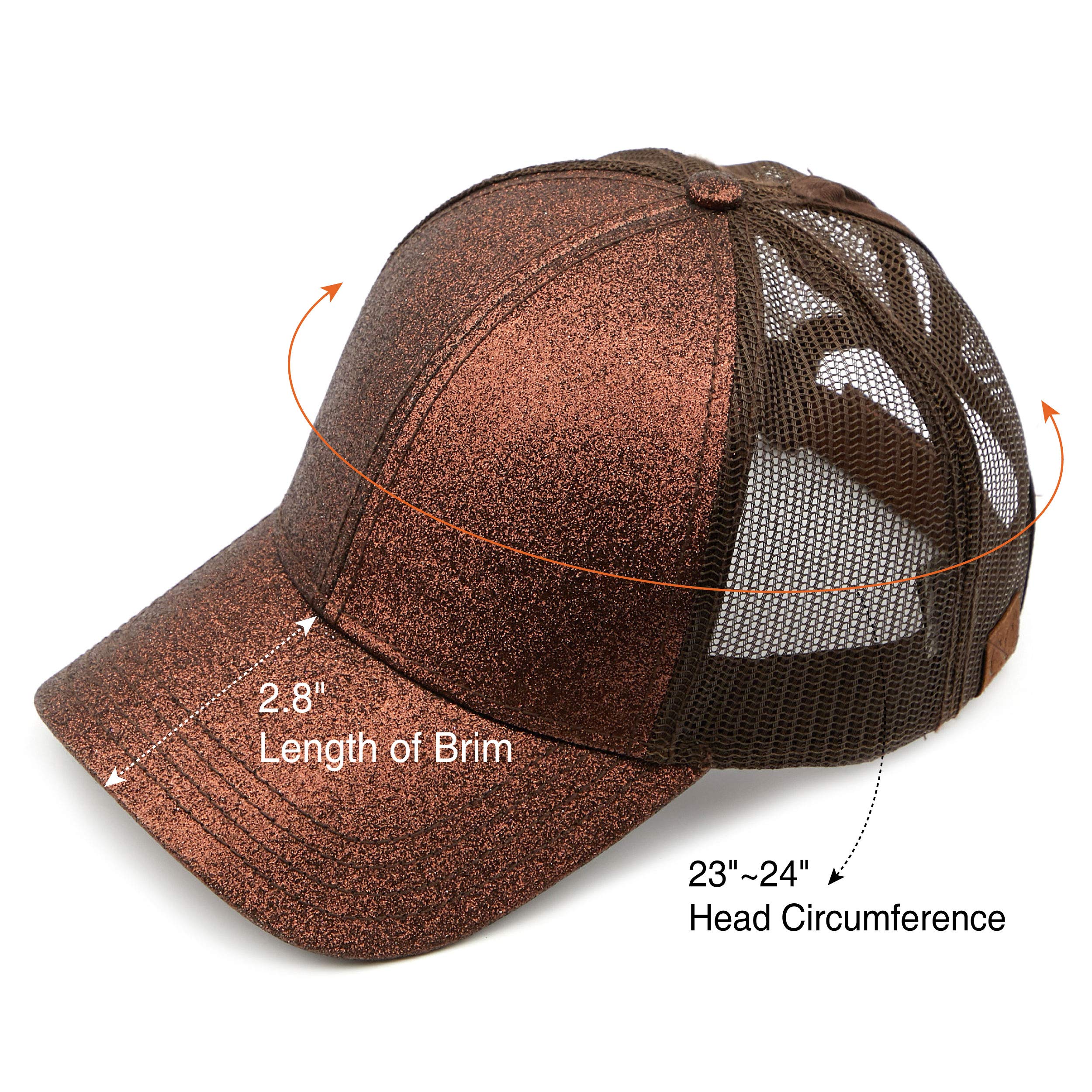 Stylish C.C Hatsandscarf Ponytail Baseball Cap for Women - Messy Bun Trucker Hat with Adjustable Back (BT-6) - Perfect for Running, Gym, and Outdoor Activities