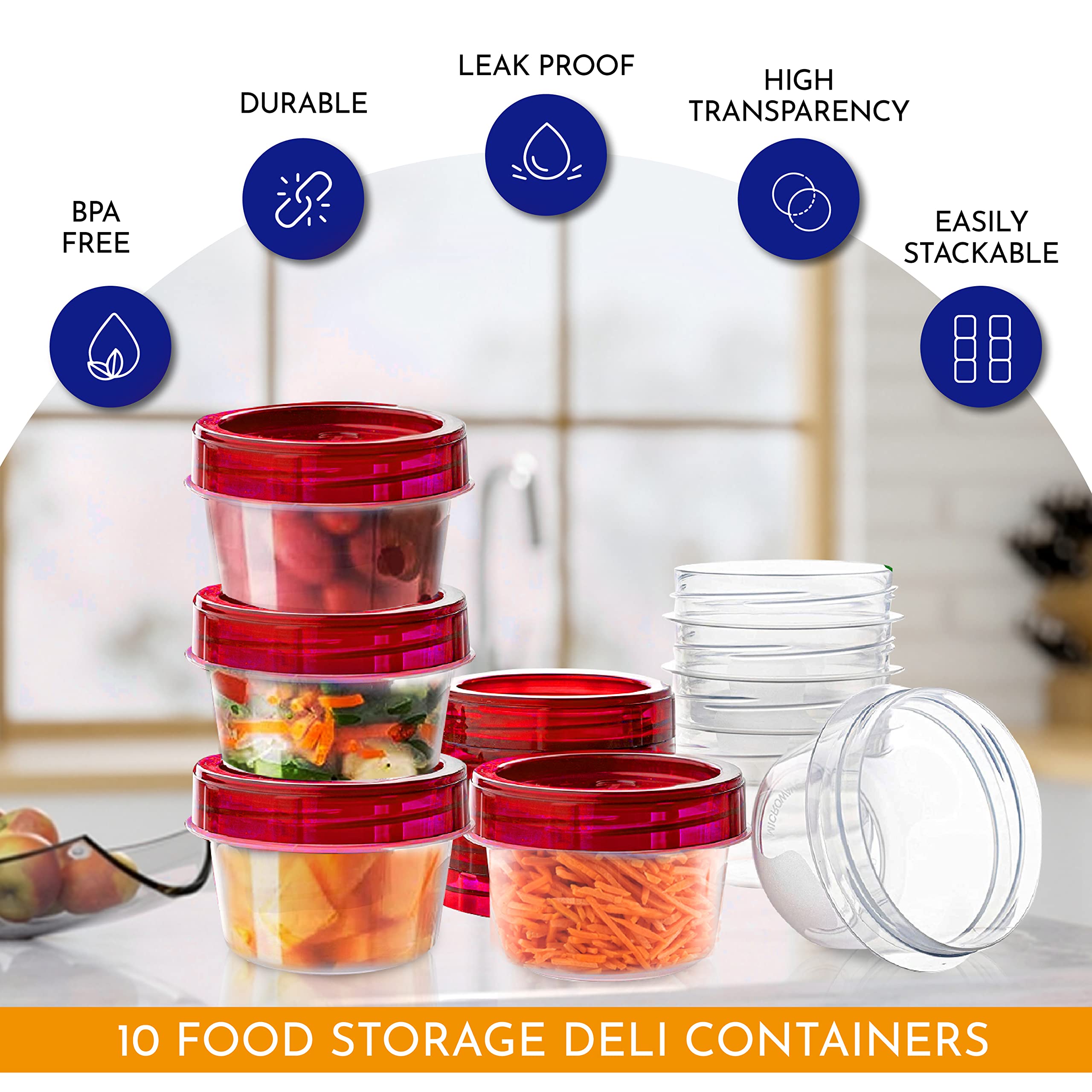 16oz (10-Pack) Reusable BPA-Free Plastic Soup Containers with Screw-On Lids - Leakproof, Airtight, Stackable & Microwave Safe for Meal Prep, Freezer Storage & Leftovers