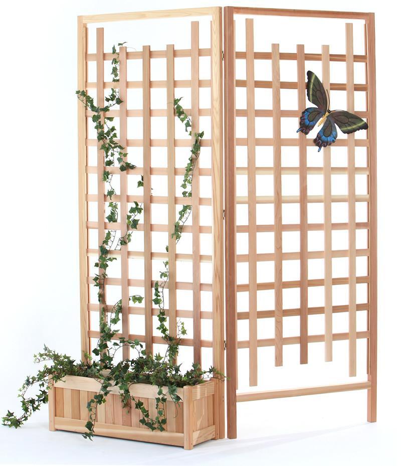 Premium Cedar Planter with Trellis Set - Natural Wood Raised Garden Box for Climbing Plants, Flowers & Vegetables | Outdoor Patio, Balcony & Backyard Decor