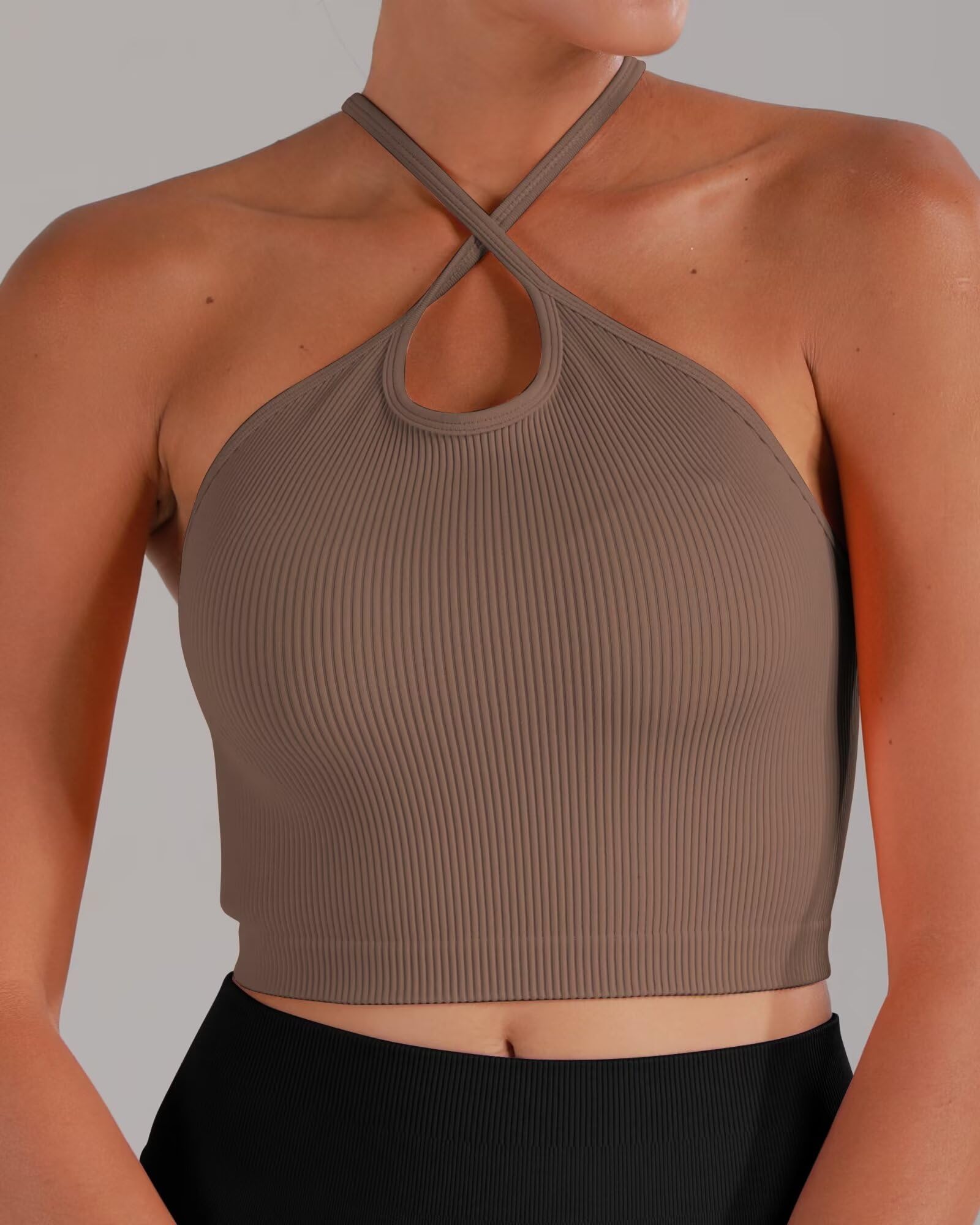 Sunzel Free to Be Tank - Seamless Racerback Crop Top for Women, Ribbed Workout Camisole No Pad, Perfect for Yoga, Gym & Casual Wear