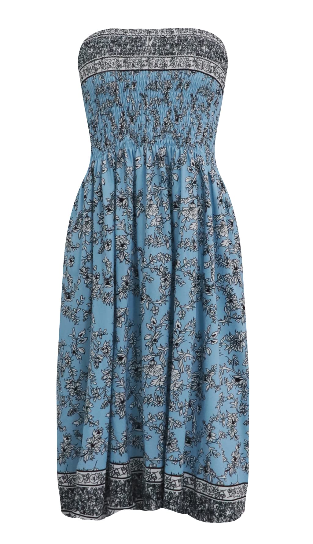 Boho Floral Tube Top Dress for Women - Strapless Summer Beach Casual Sun Dress in Red | Perfect for Vacations, Pool Parties & Outdoor Festivals