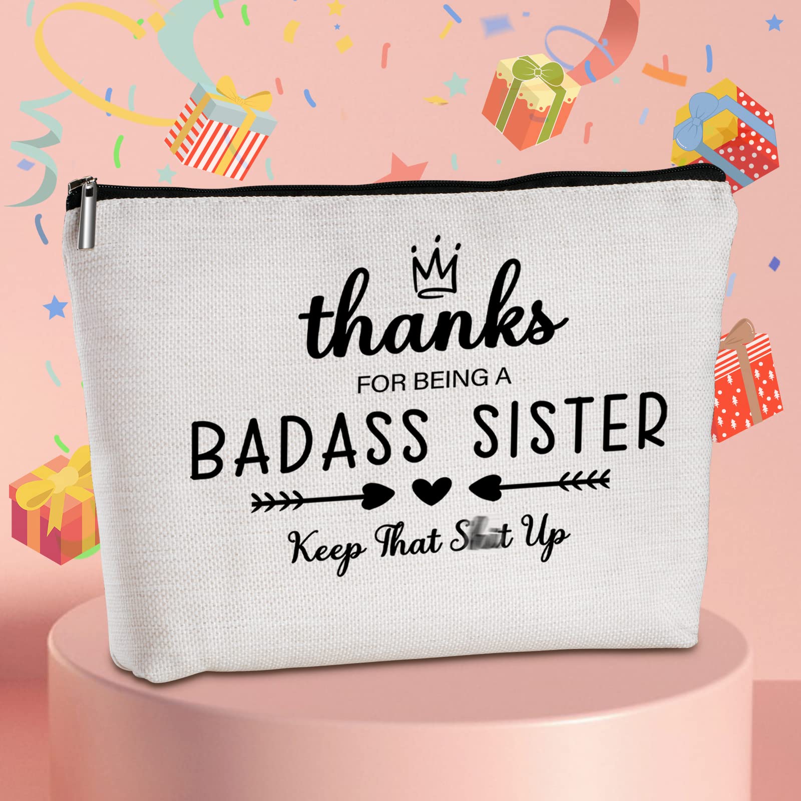 Best Sister Birthday Gifts - Travel Makeup Bag with Zipper for Women | Friendship Gifts for Bestie, Soul Sister & Sister-in-Law | Christmas Present Idea | Perfect for Travel, Cosmetics Storage & Daily Use