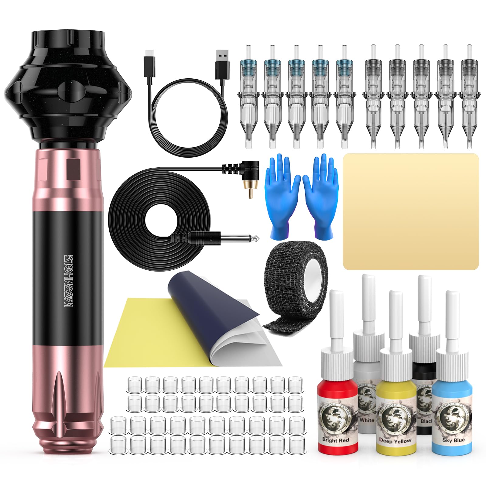 Wireless Tattoo Kit with 1,050mAh Battery - Professional Tattoo Gun Machine & Pen Set for Artists - Perfect for Home, Studio, and Travel Tattooing (WTK256)