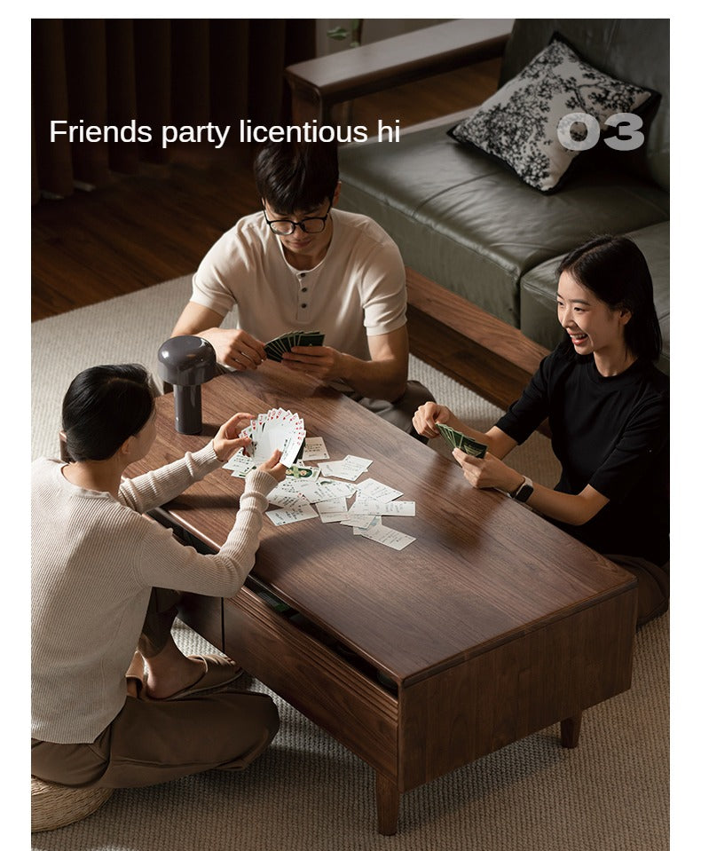 Premium Black Walnut Solid Wood Coffee Table - Handcrafted Modern Living Room Centerpiece for Home Decor & Entertaining