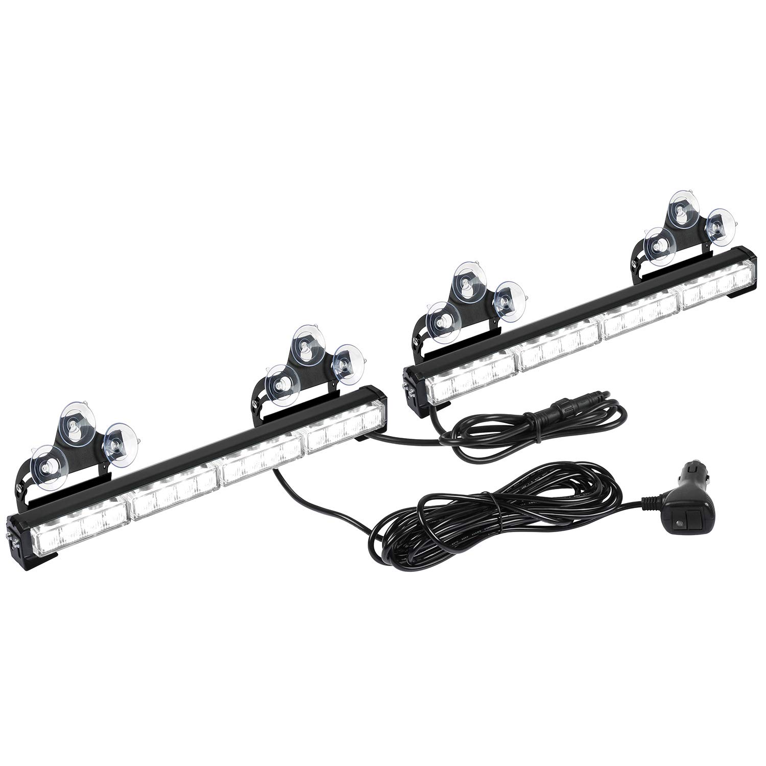 ASPL 2x16.8 Inch Emergency LED Strobe Light Bar - 32 Super Bright LEDs, 26 Flash Patterns - Interior Vehicle Safety Warning Lights for Trucks, Police Cars, Construction Vehicles (White) | Ideal for Roadside Emergencies, Traffic Control & Work Zone Safety