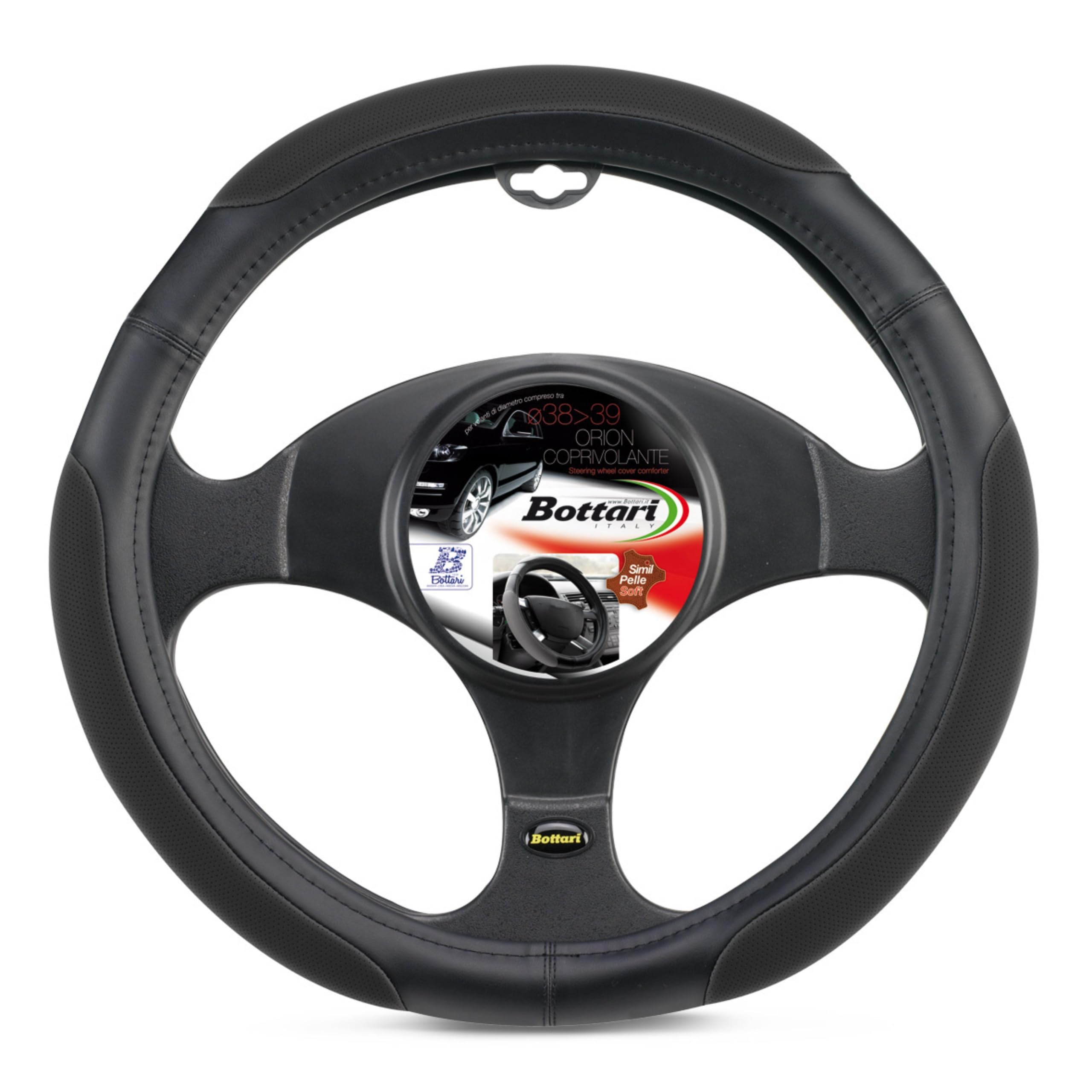 Orion 16283 Odorless Car Steering Wheel Cover - Black, 37-39 cm Diameter - Non-Slip Grip for Comfortable Driving & Enhanced Vehicle Interior Style