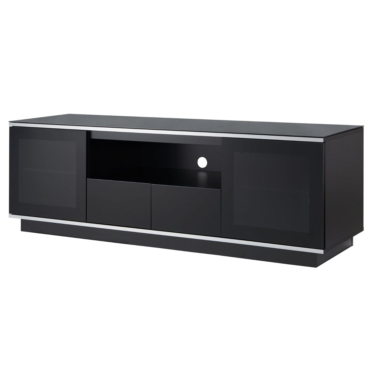TITAN 1800 Modern TV Stand Entertainment Center - Black Media Console with Storage for Living Room, Bedroom & Home Theater