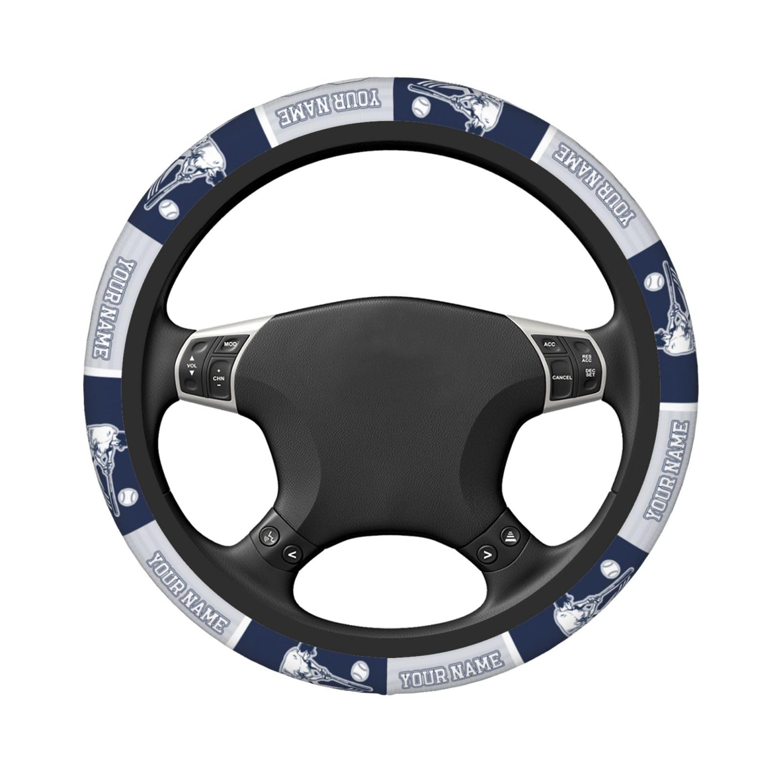Custom New York Yankees Steering Wheel Cover - Personalized with Name & Number - Anti-Slip Elastic Car Accessories - Universal Fit for Most Cars, SUVs & Trucks - Perfect Sports Fan Gift & Driving Comfort Upgrade