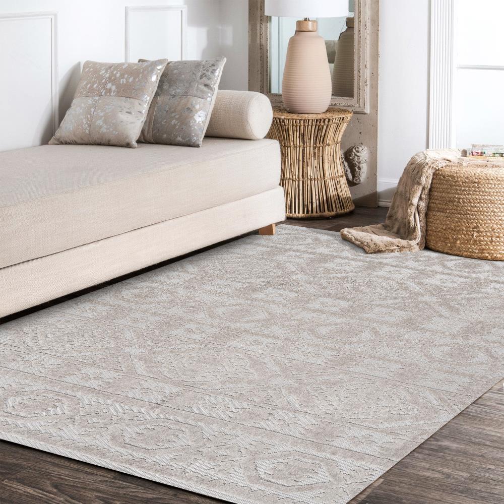 Stylish Citta High Low Pile Mediterranean Tile Area Rug - Perfect for Living Room, Bedroom & Boho Home Decor