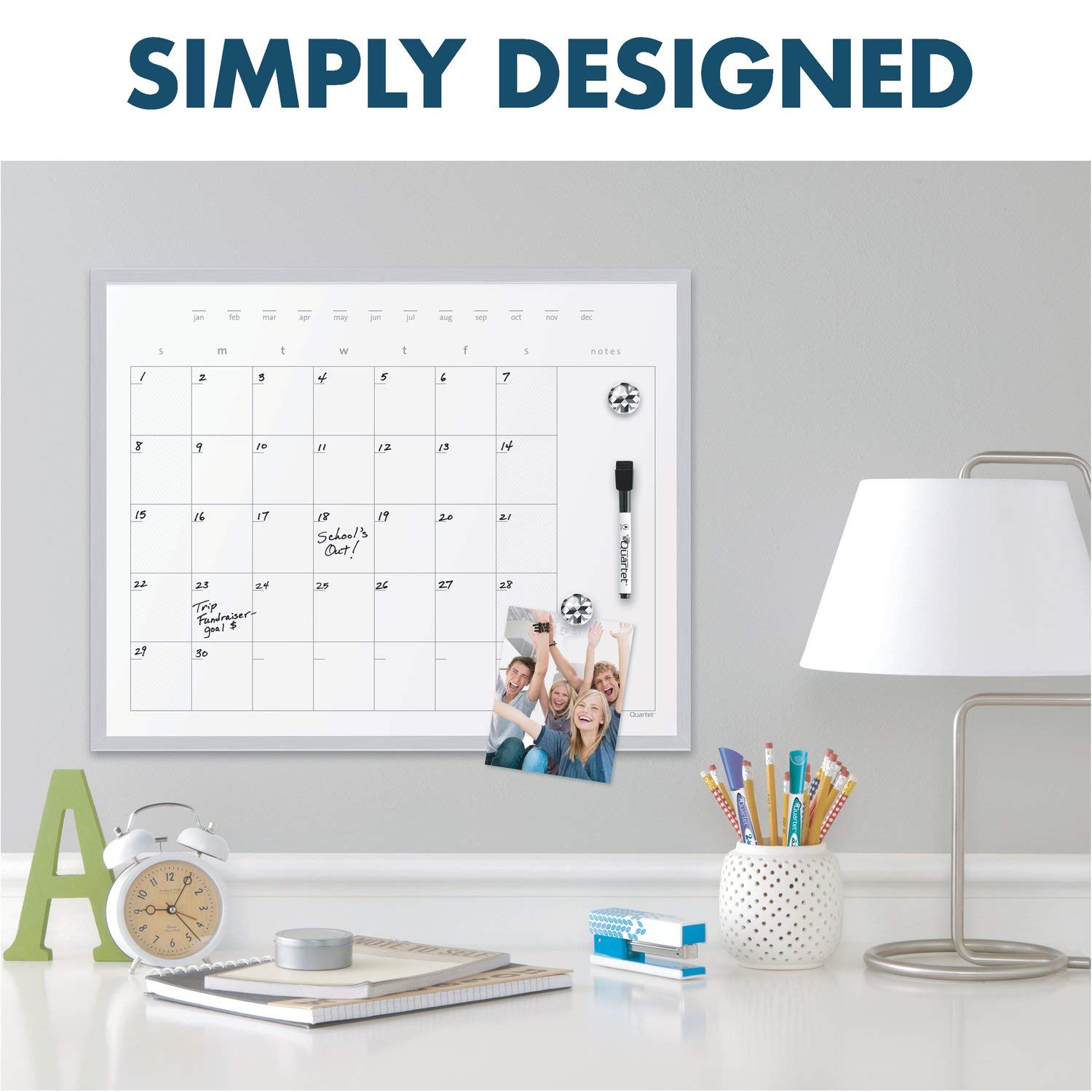 Quartet 16x20 Inch Magnetic Dry Erase Calendar Whiteboard with Aluminum Frame - Perfect for Office Planning, Classroom Schedules & Home Organization (63537)