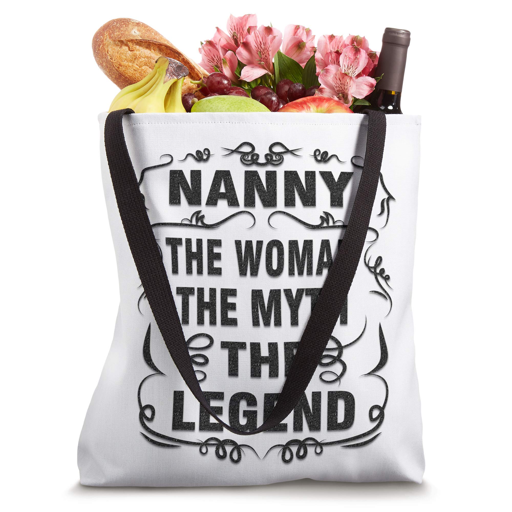 Nanny The Woman The Myth The Legend Tote Bag - Stylish Canvas Tote for Women, Perfect Gift for Mom, Teacher or Best Friend - Great for Work, Shopping & Beach Outings