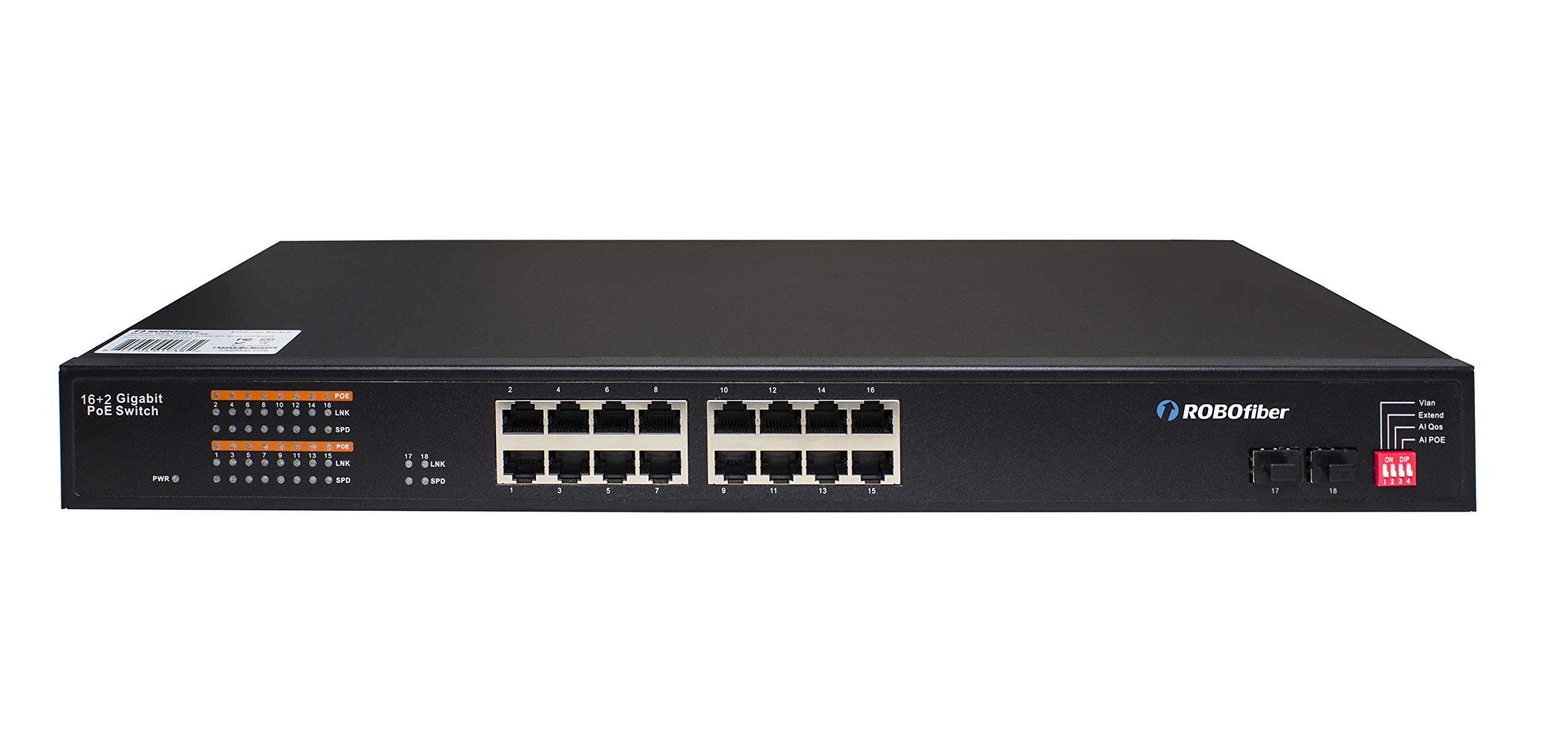 GES-1602A-PSE 16+2 Port Gigabit PoE Switch with 350W Budget - High Power Ethernet Network Switch for Office, Home Security Cameras & Smart Devices