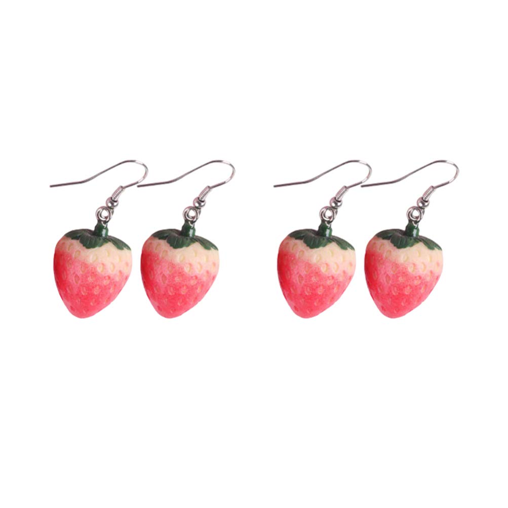 Happyyami Women's Strawberry Earrings 2 Pairs - Stud & Tassel Jewelry for Daily Wear & Parties