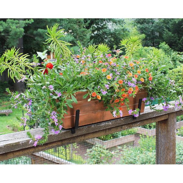 Decorative Flower Box with Sturdy Railing Brackets - Perfect for Balcony, Deck, and Window Garden Decor