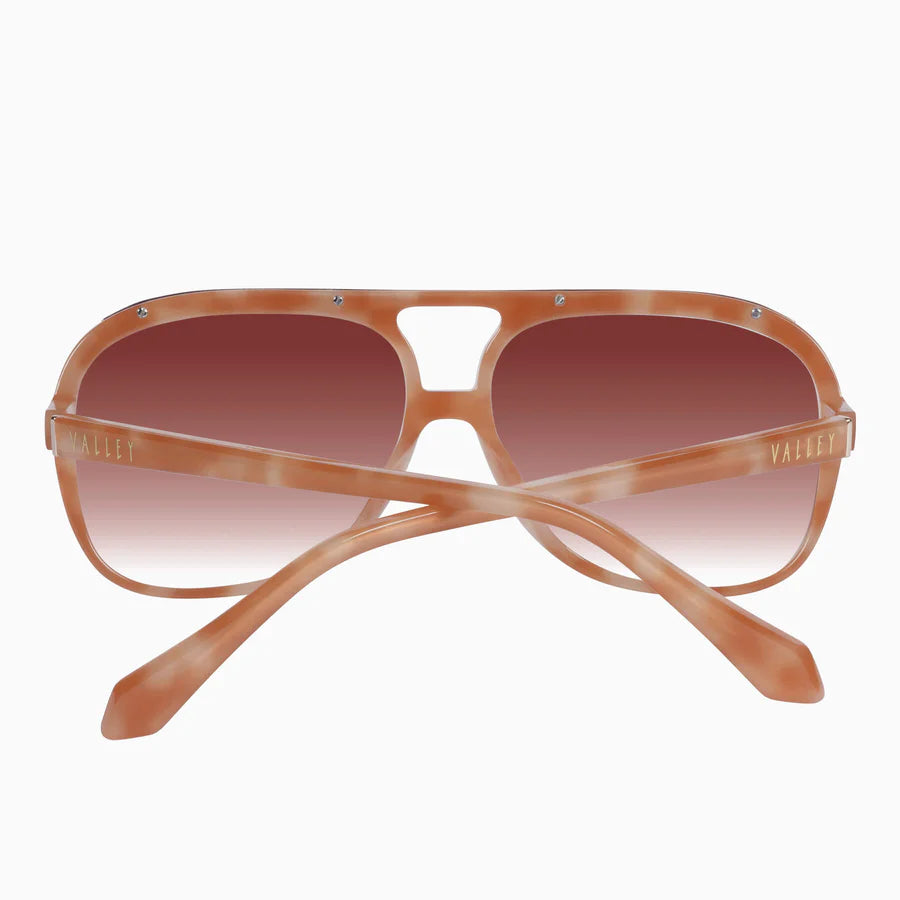 Pastel Tortoise Shell Sunglasses with Gold Metal Frame & Dark Orange Gradient Lenses - Stylish UV Protection for Beach, Driving & Outdoor Activities