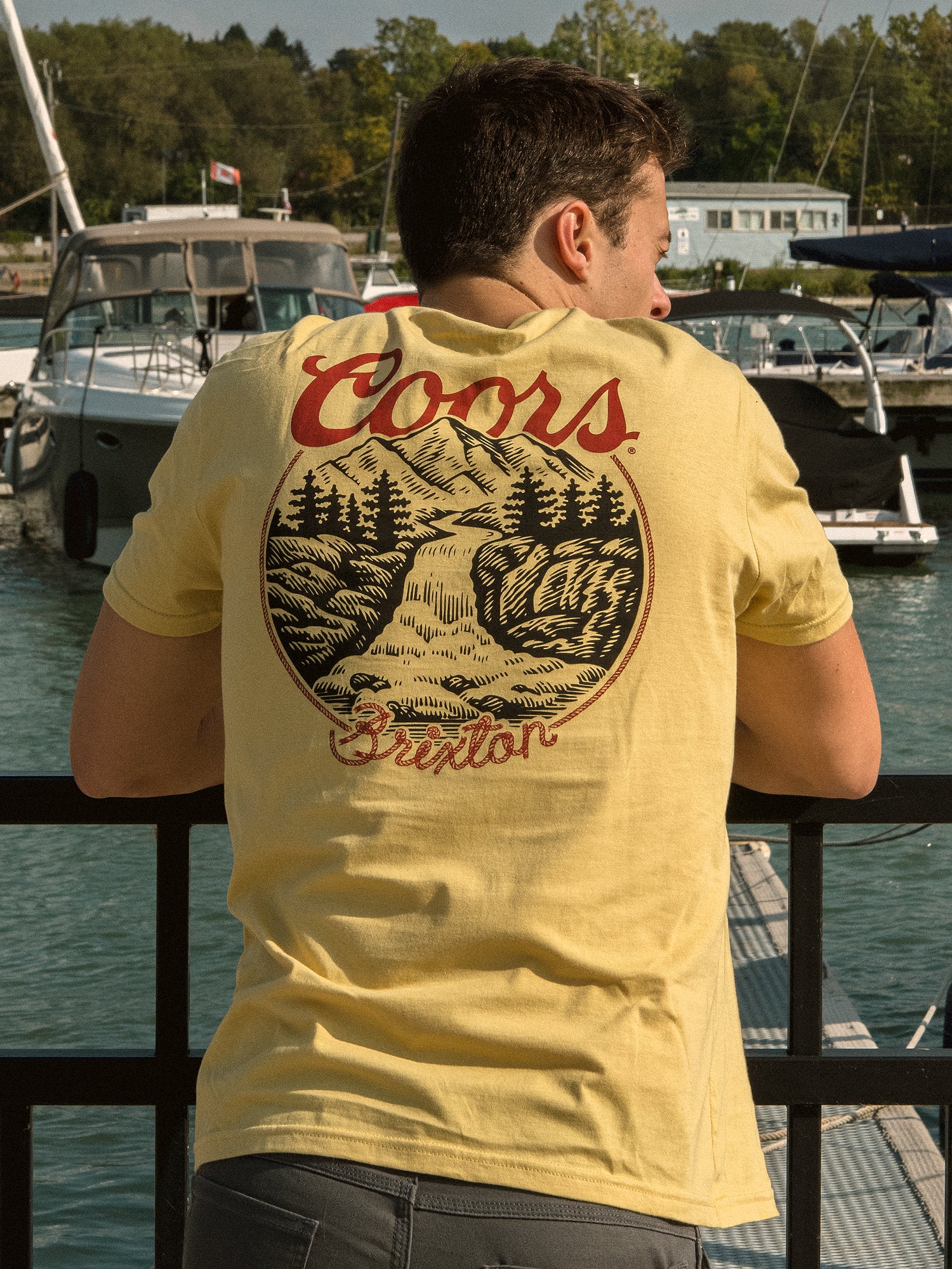 BRIXTON COORS ROCKY Graphic T-Shirt for Men - Vintage Beer Brand Tee - Casual Streetwear Top - Perfect for Concerts, Parties & Everyday Wear