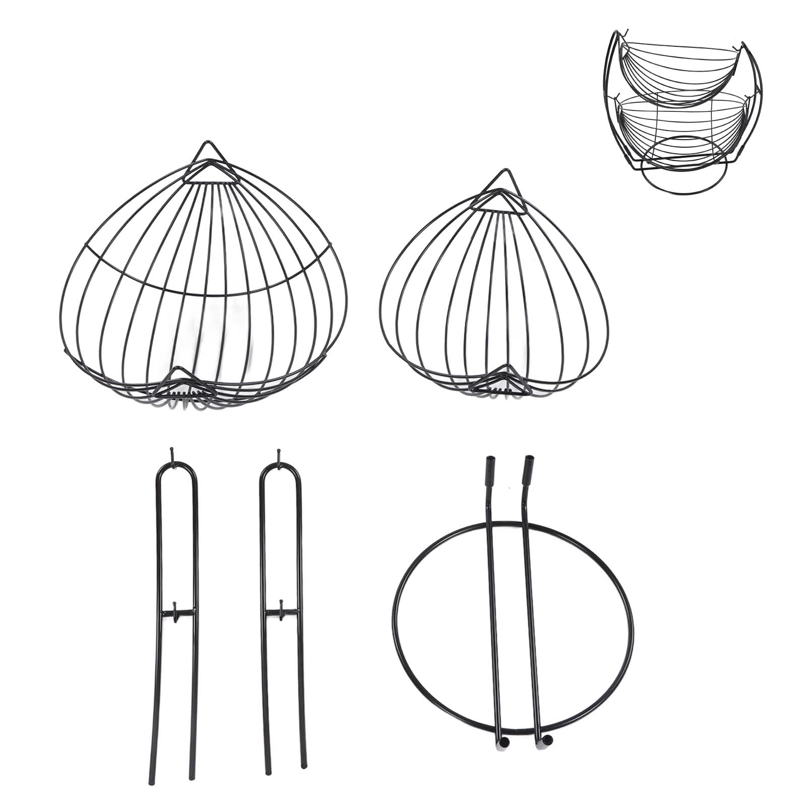 Tnfeeon 2-Tier Iron Hanging Fruit Basket - Rustic Circular Wire Storage Bowl for Kitchen Countertop, Perfect for Organizing Fruits & Vegetables | Great for Pantry, Dining Table, or Outdoor Patio Decor