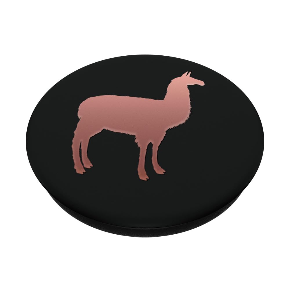 Golden Rose Pink Llama on Black PopSockets Standard PopGrip - Swappable Phone Grip & Stand for iPhone, Samsung, and Smartphones - Perfect for Selfies, Gaming, and Secure Phone Handling