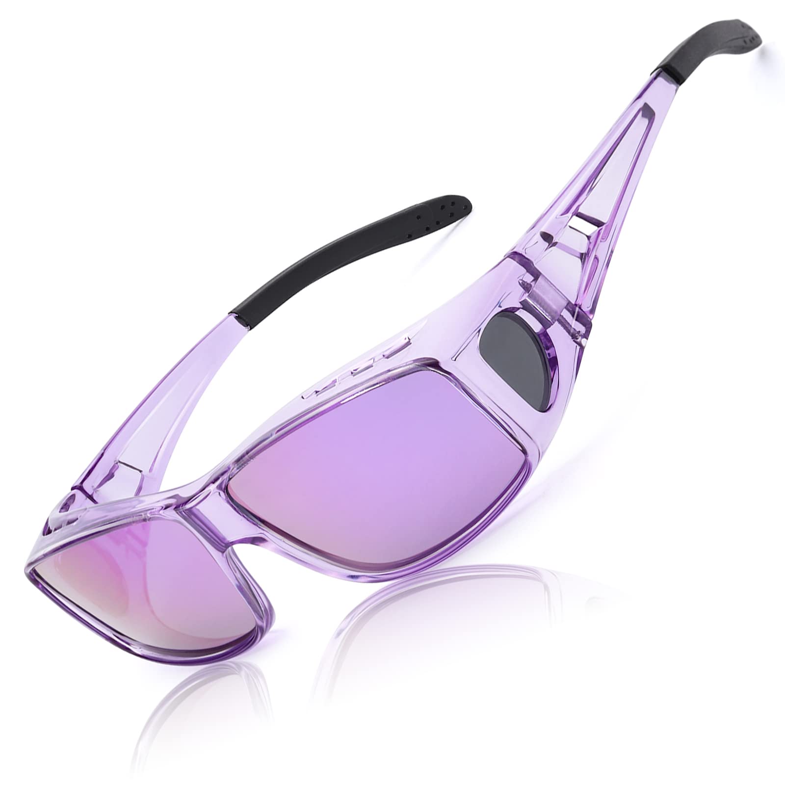 LVIOE Polarized Wrap Around Sunglasses for Men & Women - UV Protection Over Glasses Fit for Prescription Eyewear - Perfect for Driving, Outdoor Sports & Daily Sun Protection