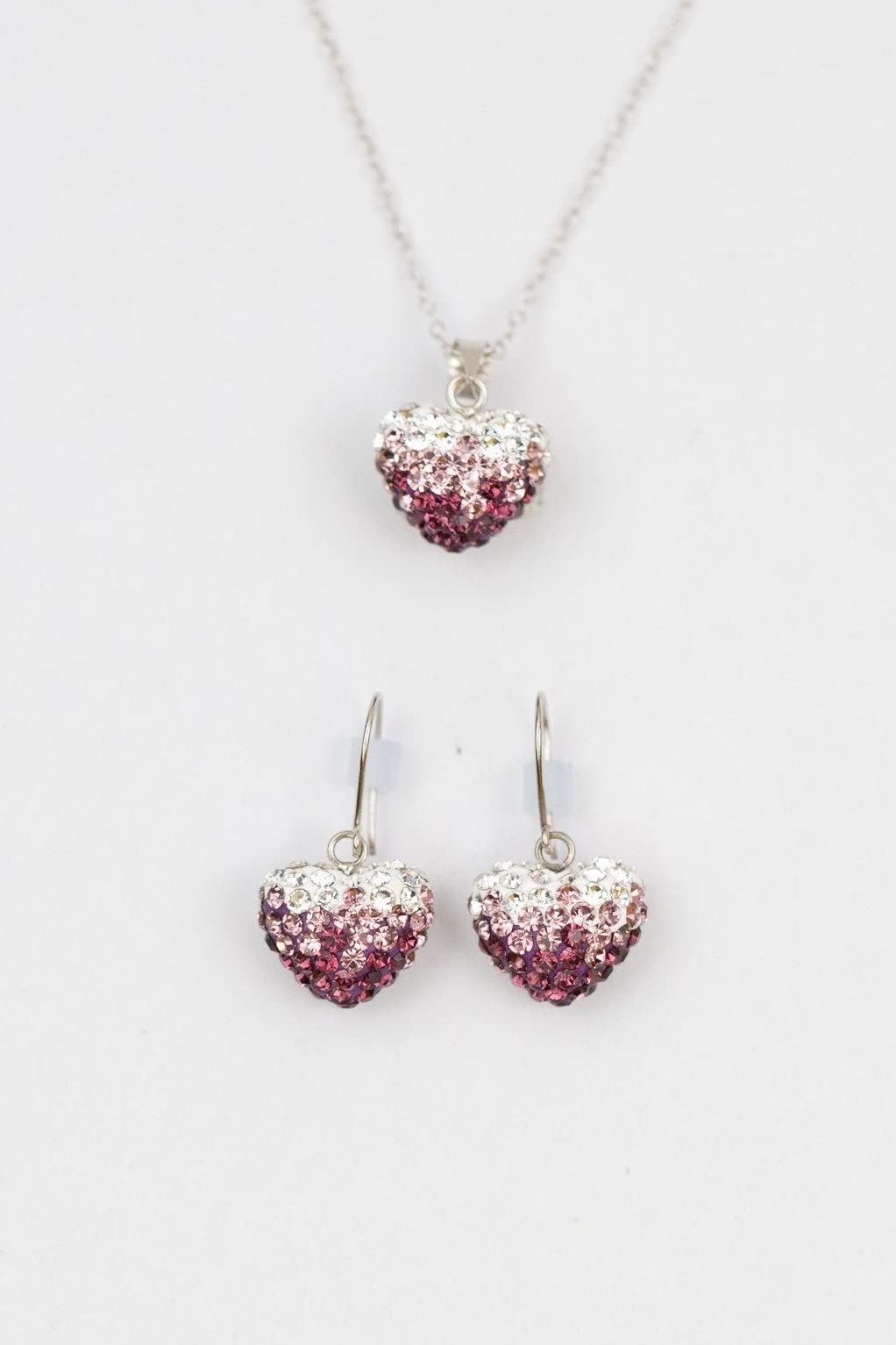 Crystal Pave Ombre Heart Dangling Silver Earrings for Women - Elegant Drop Dangle Jewelry for Valentine's Day, Anniversary, Wedding & Party Occasions