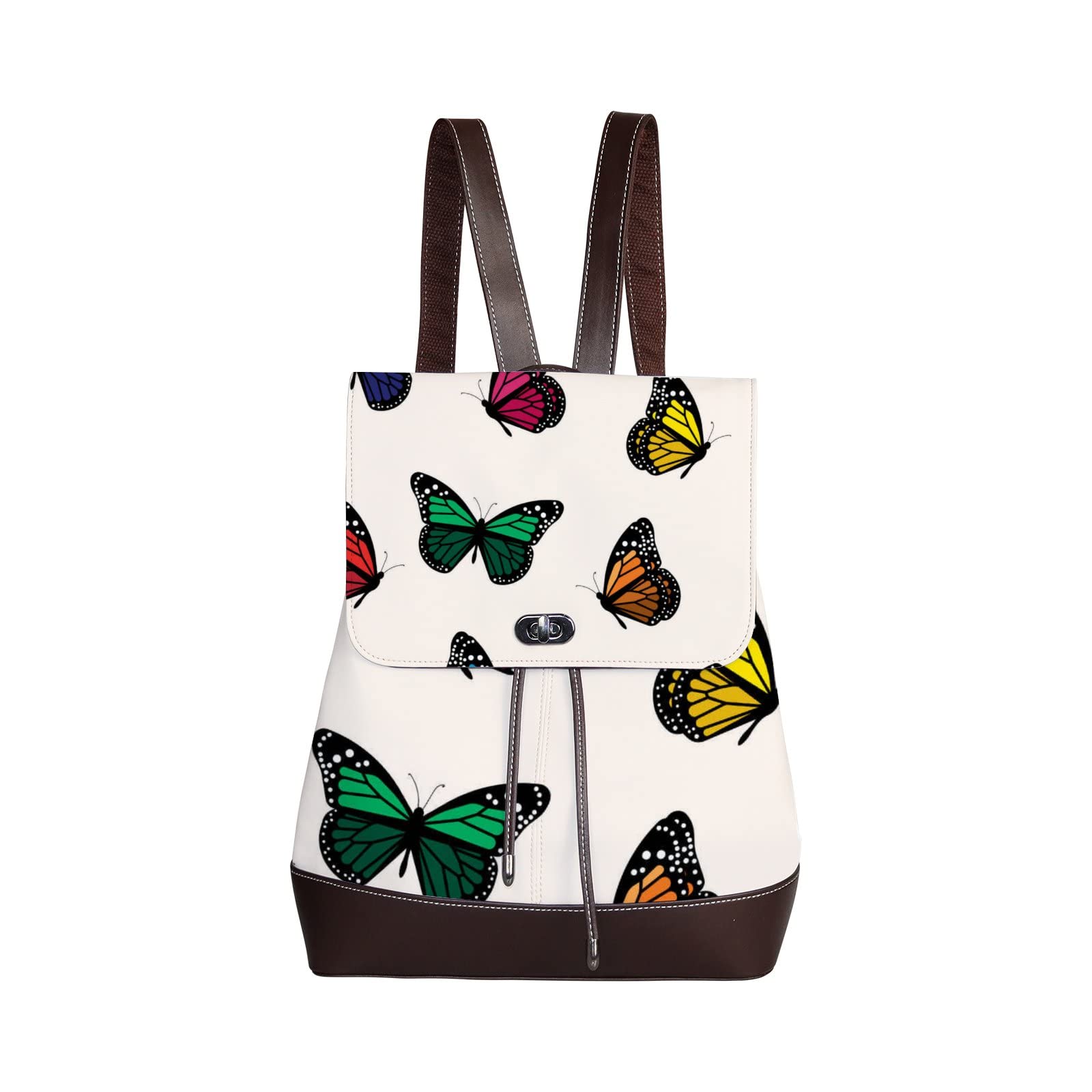 Stylish Women's Leather Backpack Purse - Colorful Butterfly Design Fashion Rucksack for Travel, School & Work | Durable Shoulder Bag for Daily Commute, College Campus & Weekend Getaways