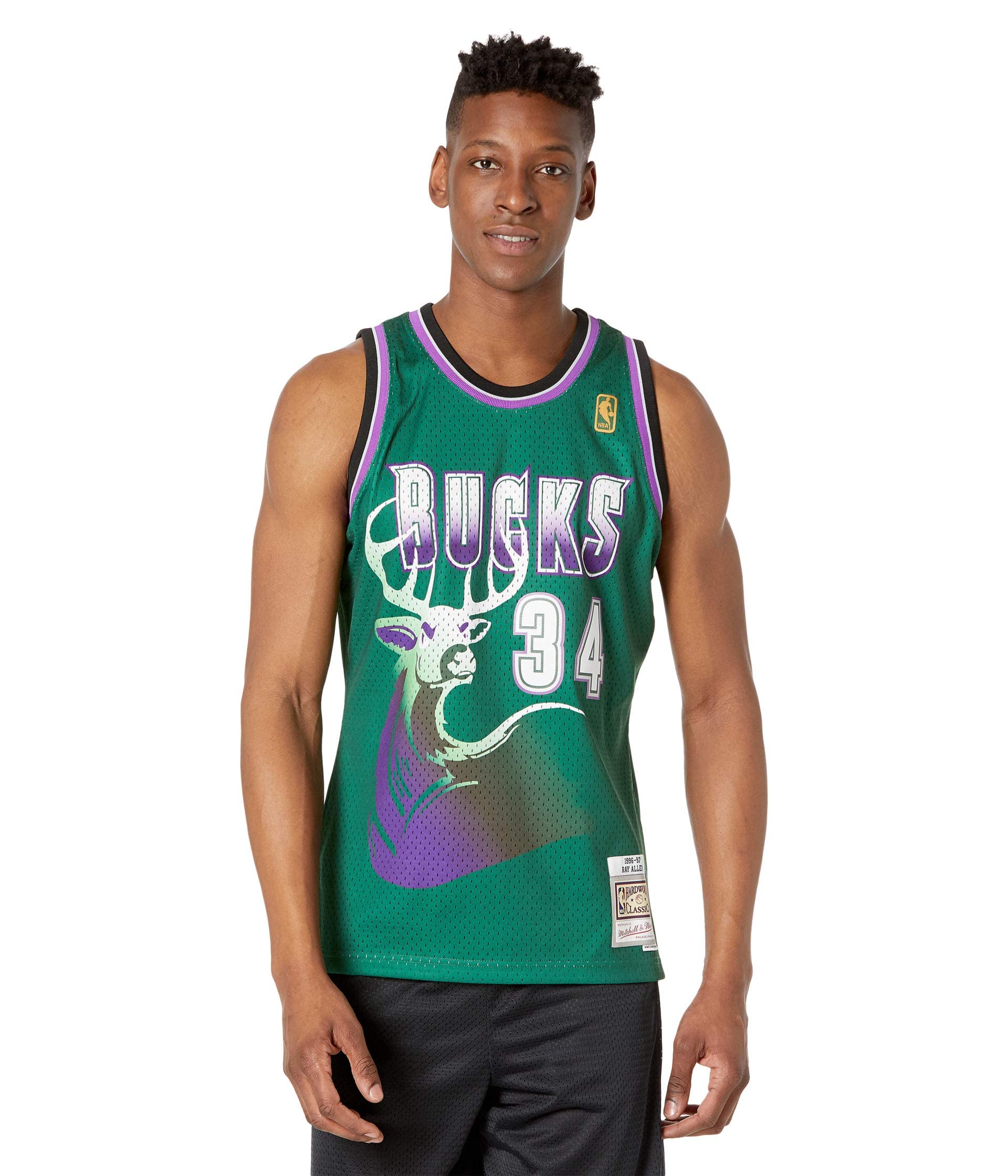 Mitchell & Ness Ray Allen #34 Milwaukee Bucks Replica Swingman NBA Jersey - Authentic Basketball Jersey for Fans & Players - Perfect for Games, Collecting & Streetwear Fashion