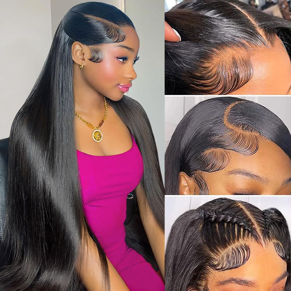 250% Density 13x6 HD Lace Front Wig for Black Women - Pre Plucked with Baby Hair, Glueless Human Hair Wig in Natural Color | Perfect for Daily Wear, Special Occasions & Protective Styling