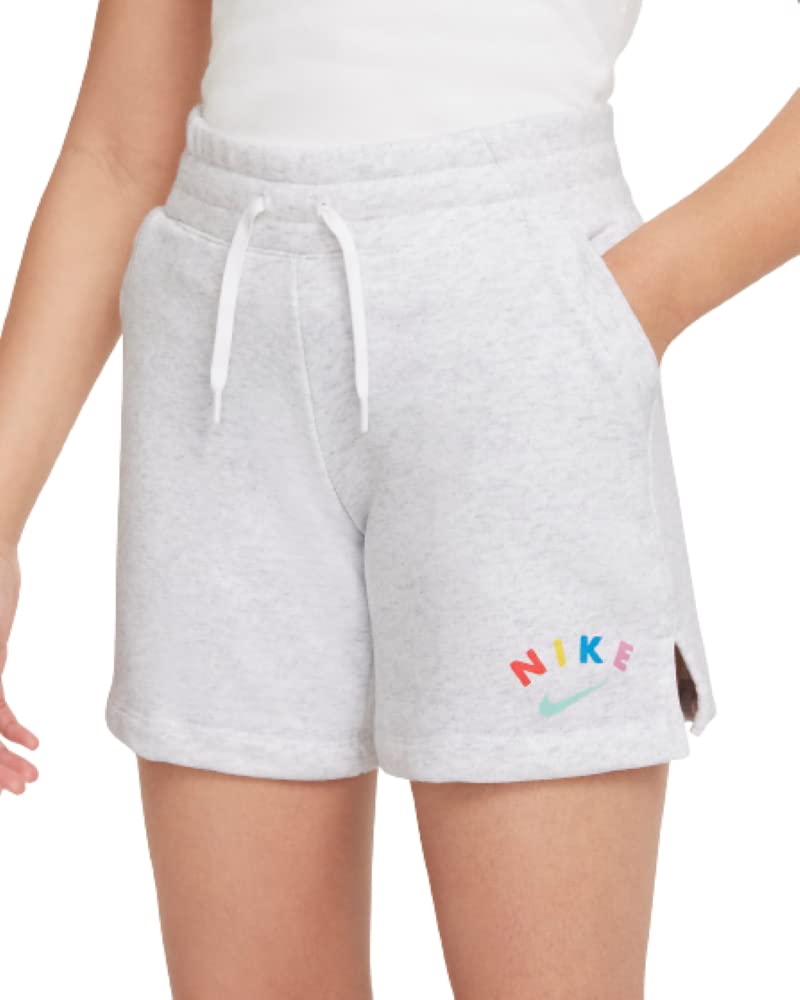 Nike Girls' Athletic Shorts - Breathable Heather Gray Sports Shorts for Running, Yoga & Gym Workouts