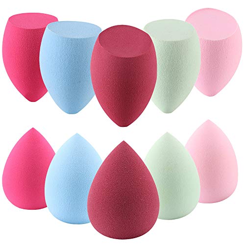 10-Piece Multi-Colored Beauty Blender Sponge Set - Premium Makeup Sponges for Liquid, Cream & Powder Foundation - Soft & Seamless Blending by FUNZON - Perfect for Professional Makeup, Travel & Everyday Beauty Routine